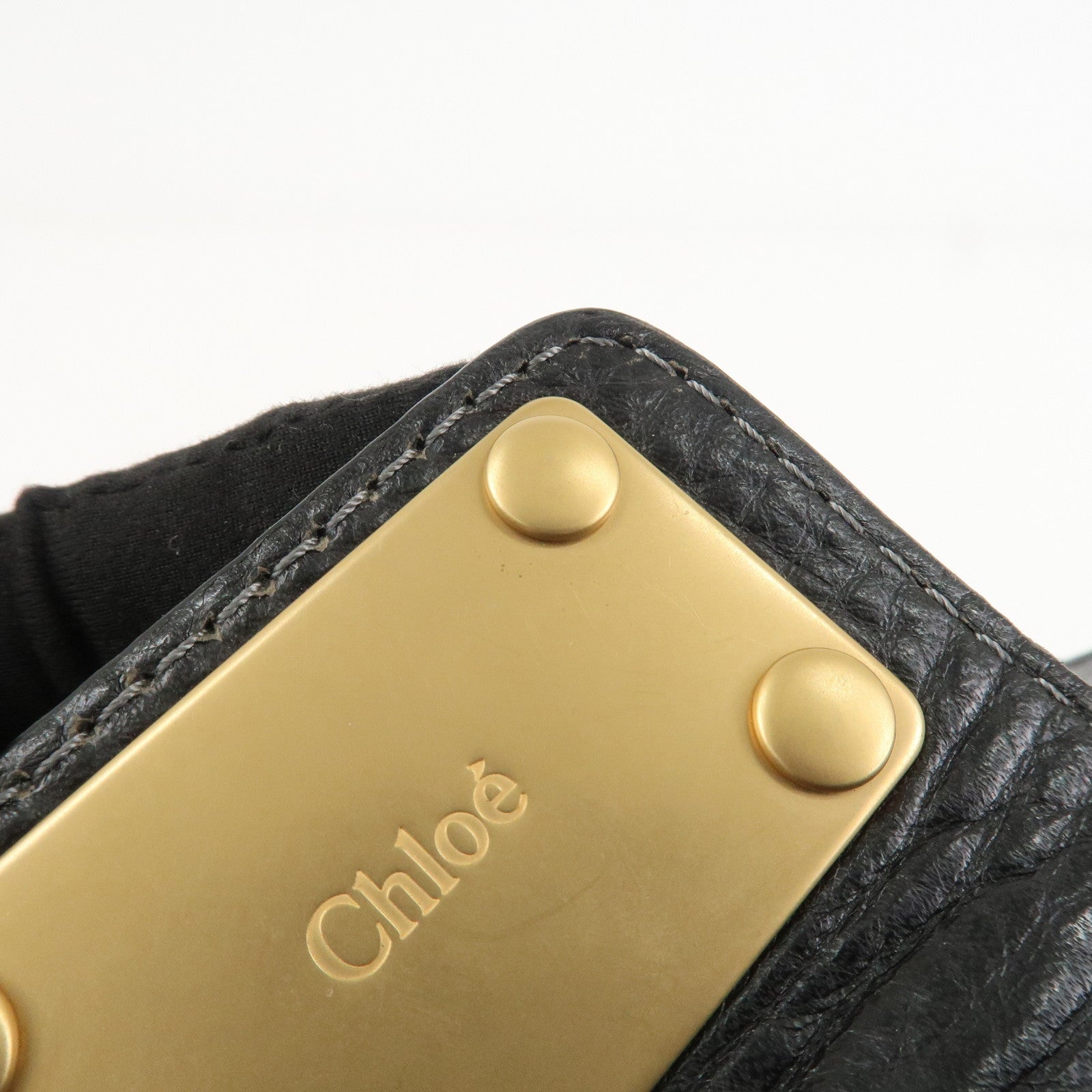 Chloe Paddington Leather Hand Bag Shoulder Bag Black Gold Hardware