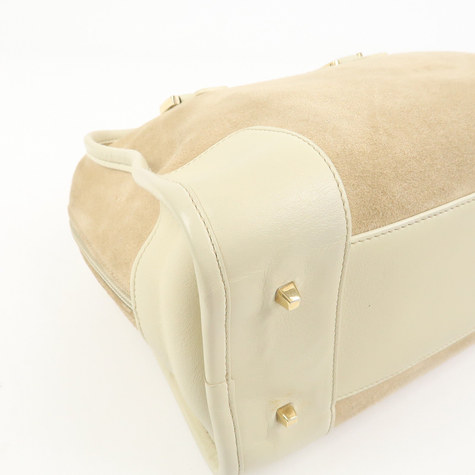 LOEWE Anagram Amazona 28 Suede Leather Hand Bag Beige Ivory