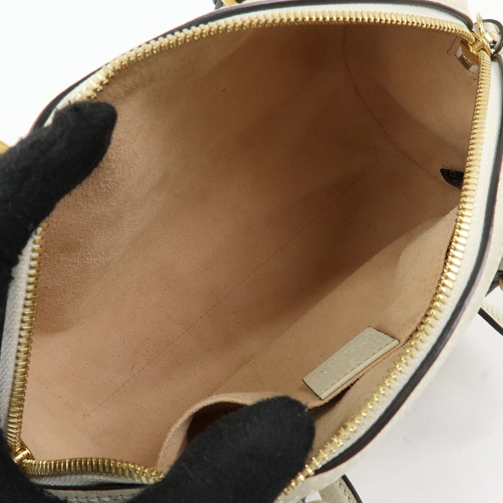 GUCCI Ophidia Sherry Leather 2Way Hand Shoulder Bag White 602577