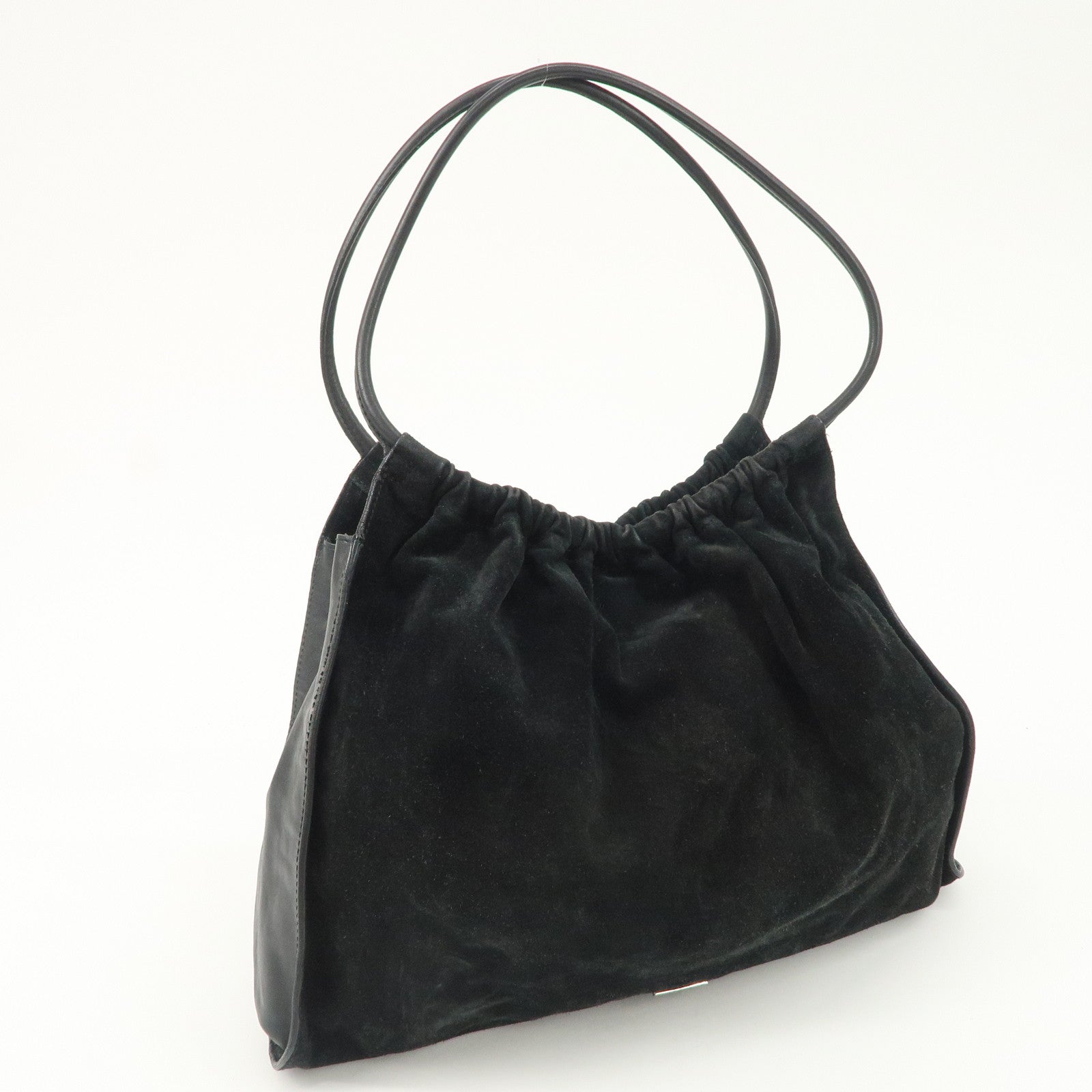 GUCCI Suede Leather Shoulder Bag Tote Bag Black 001.4332 Used