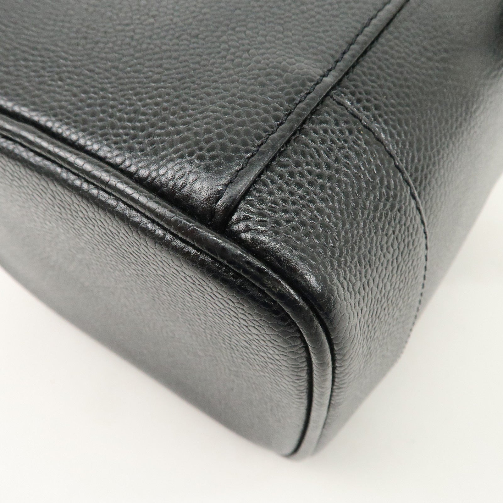 CHANEL Caviar Skin Vanity Bag Hand Bag Cosmetic Pouch Black A01998 Used