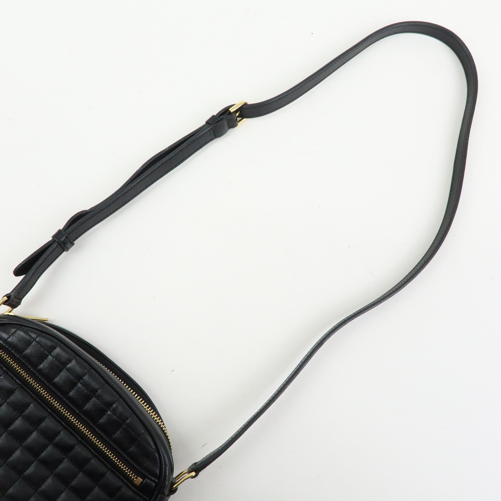 CELINE C Charm Leather Shoulder Bag Crossbody Bag Camera Bag Black