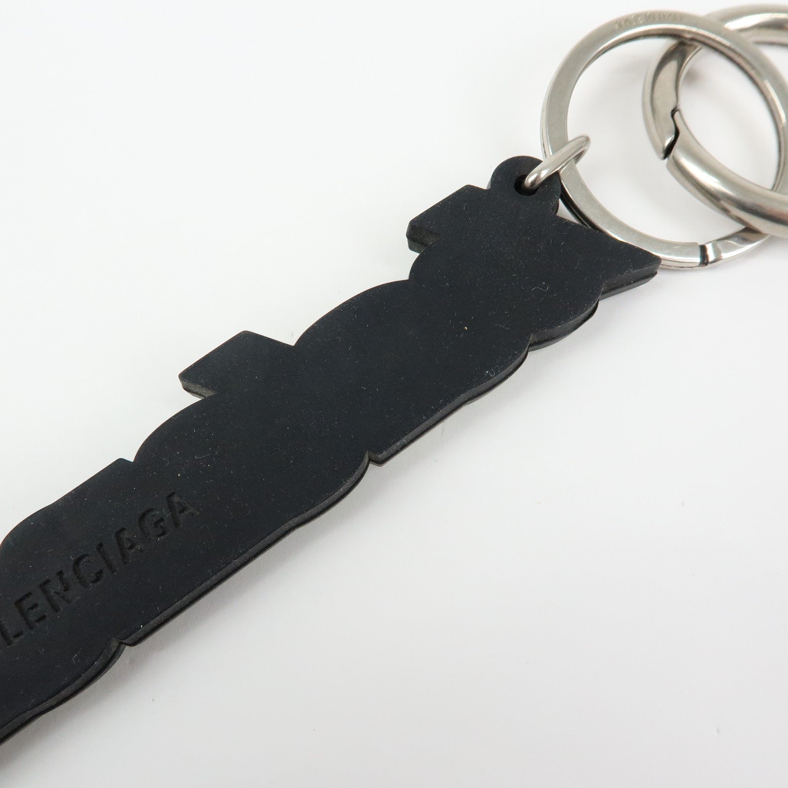 BALENCIAGA Logo Rubber Bag Charm Key Holder Green
