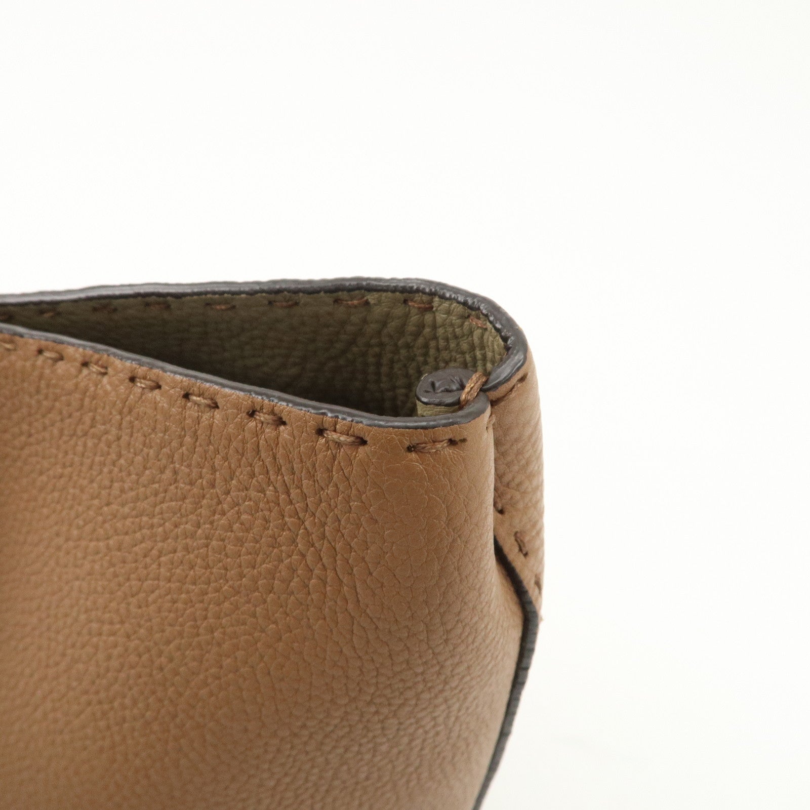 FENDI Selleria Leather Small Carla Tote Bag Shoulder Bag Brown 8BH257 Used