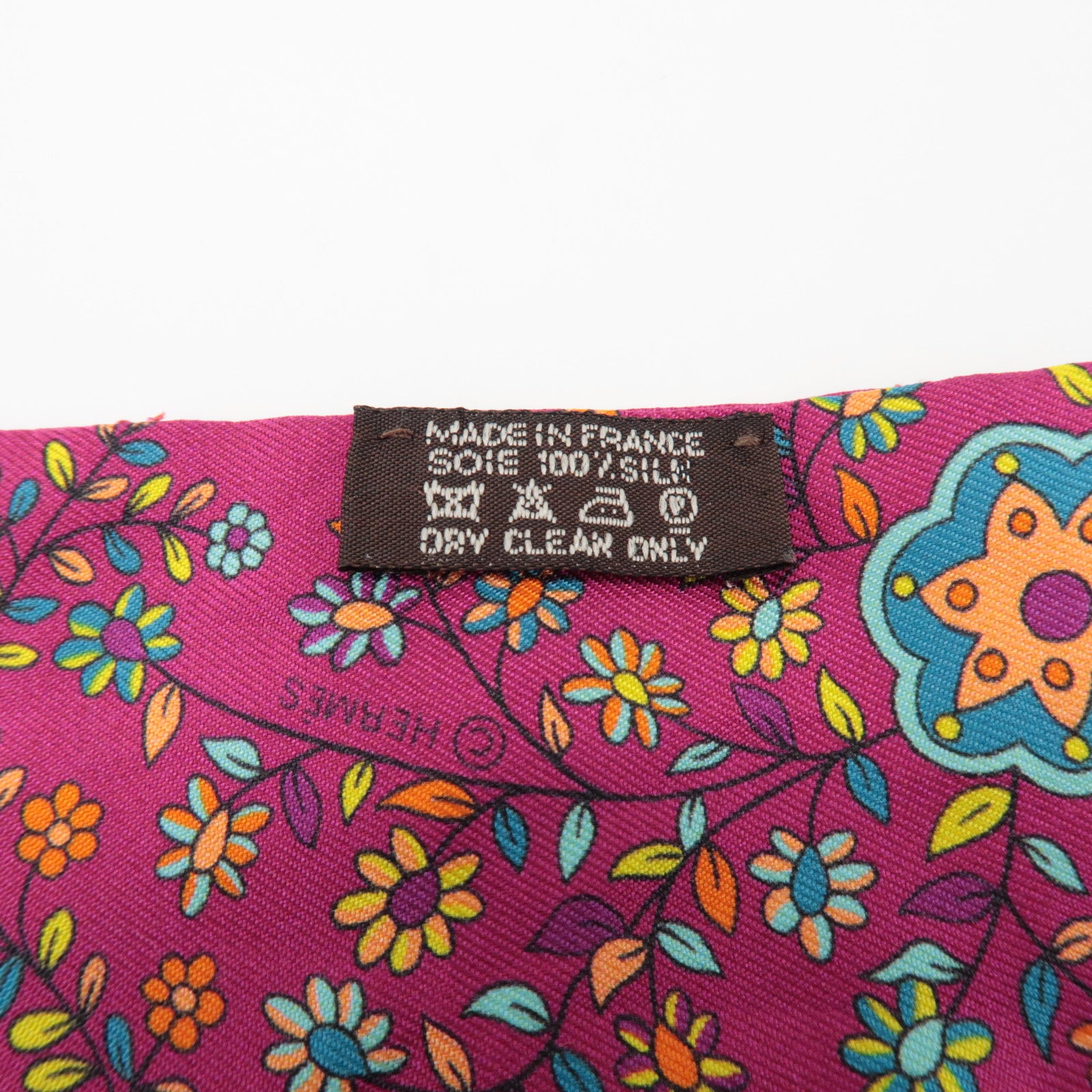 HERMES Twilly 100% Silk Scarf LARBRE DE VIE Flower Print Pink