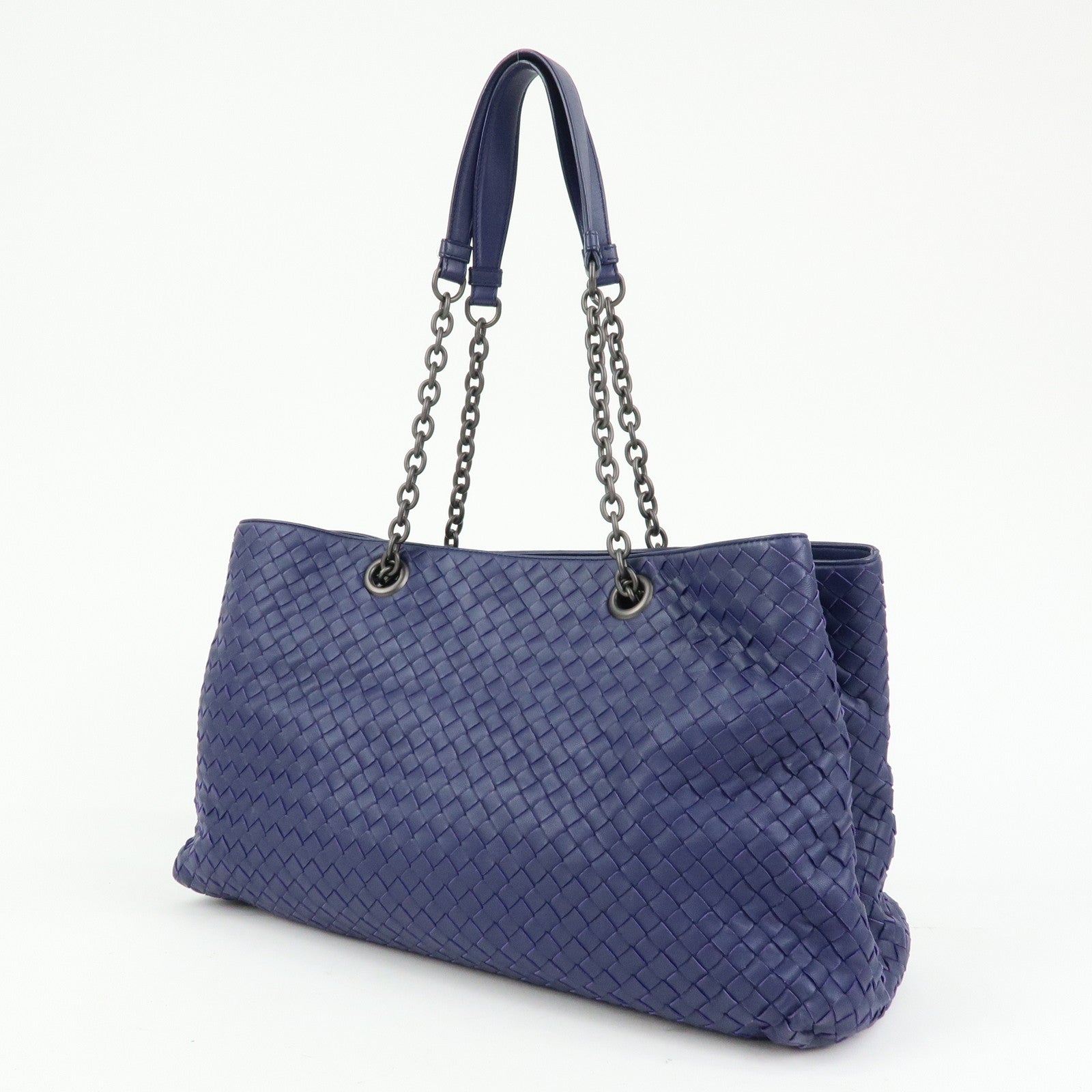 BOTTEGA VENETA Intrecciato Leather Shoulder Bag Tote Bag Blue