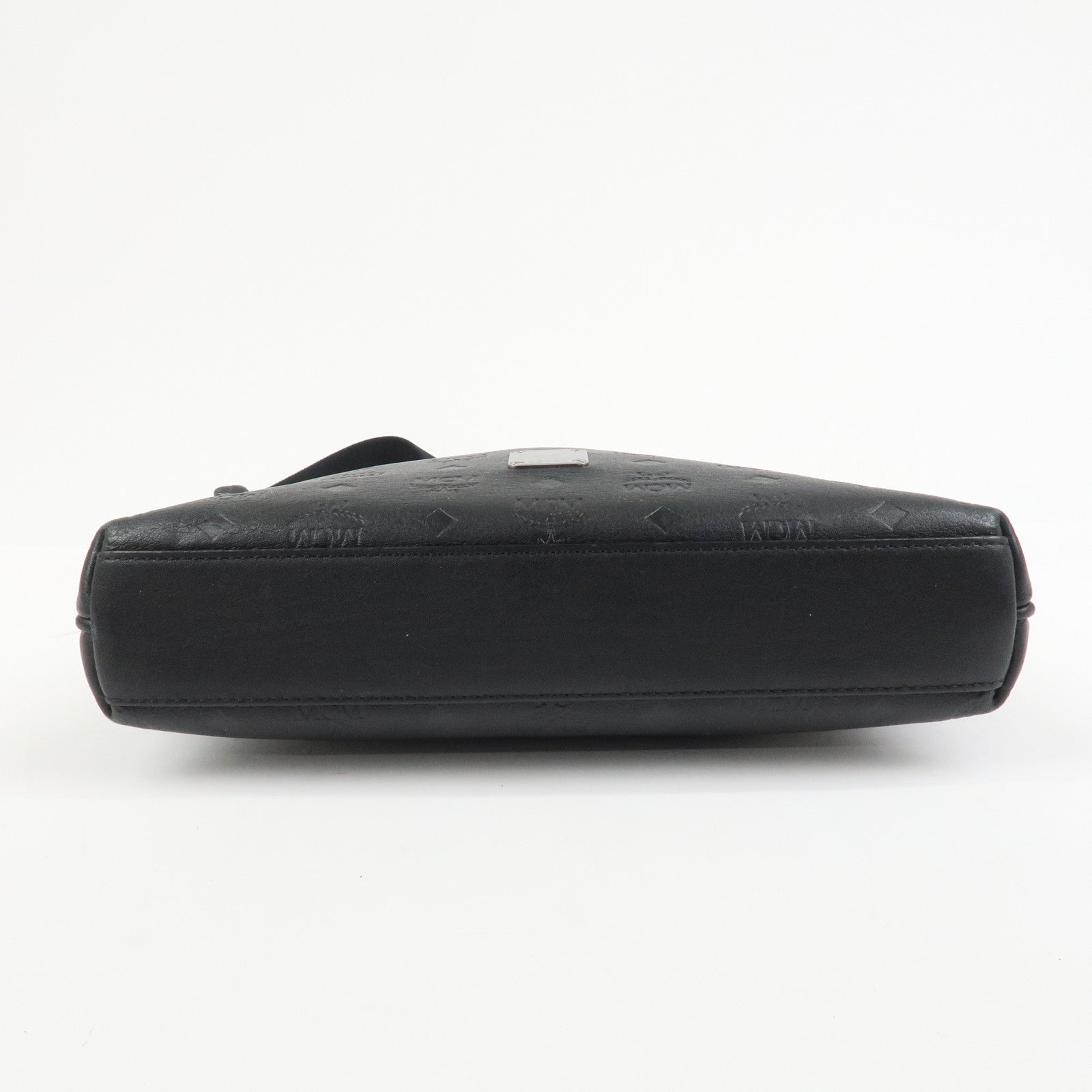 MCM Visetos Embossed Leather Shoulder Bag Crossbody Bag Black