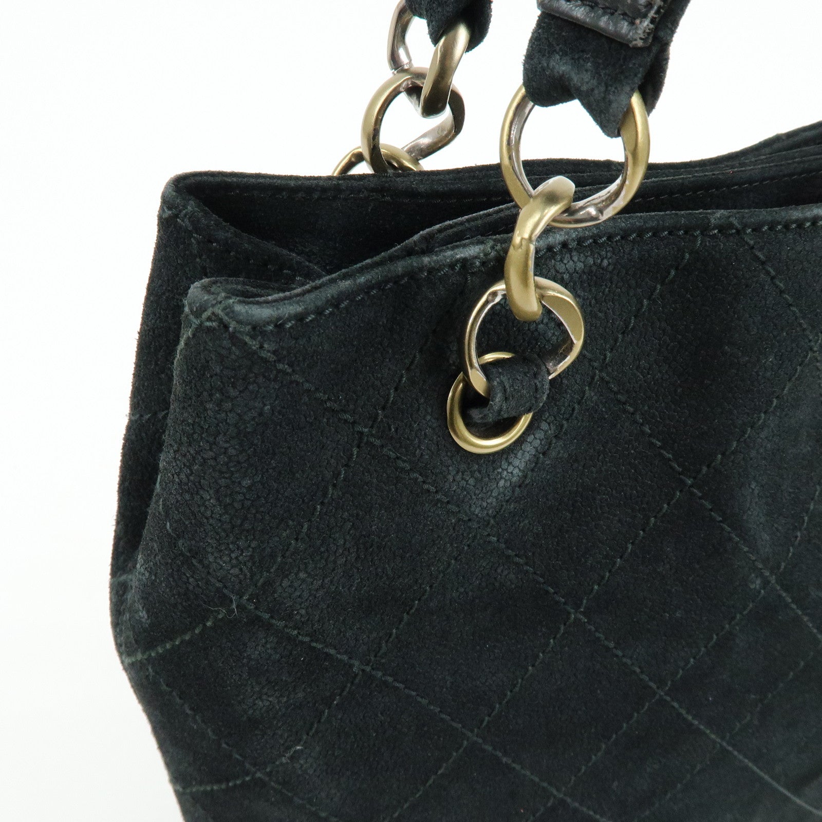 CHANEL Matelasse COCO Mark Suede Tote Bag Shoulder Bag Black