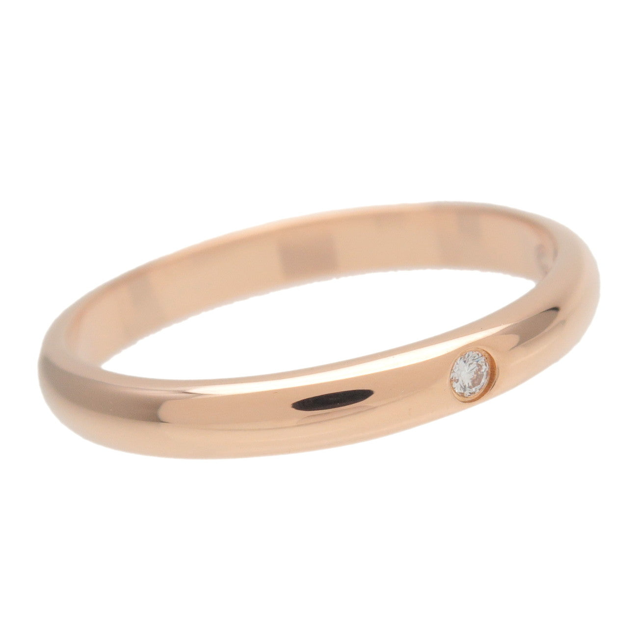 Cartier Diamond 750PG 1895 Wedding Ring #50 US5 Rose Gold
