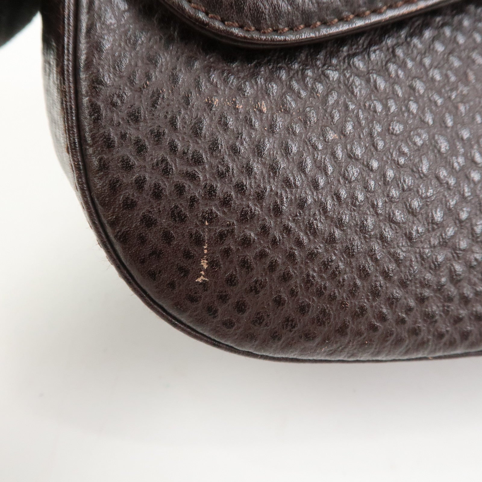 Ferragamo Gancini Logo Leather Shoulder Bag Hand Bag Brown