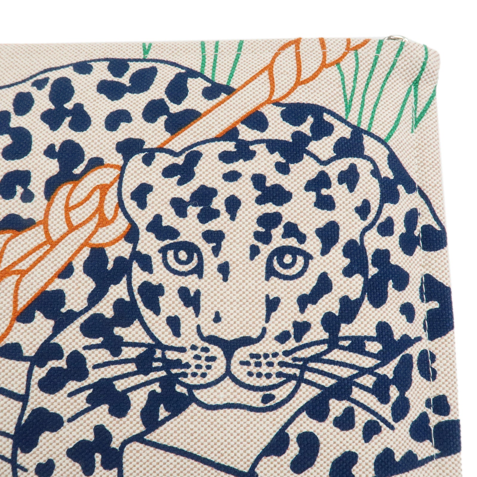 HERMES Yachting GM Canvas Flat Pouch Cosmetic Pouch Clutch Bag