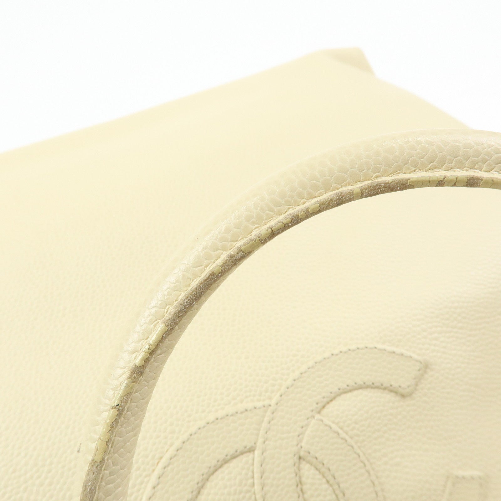 CHANEL COCO Mark Caviarskin Shoulder Bag Tote Bag Ivory