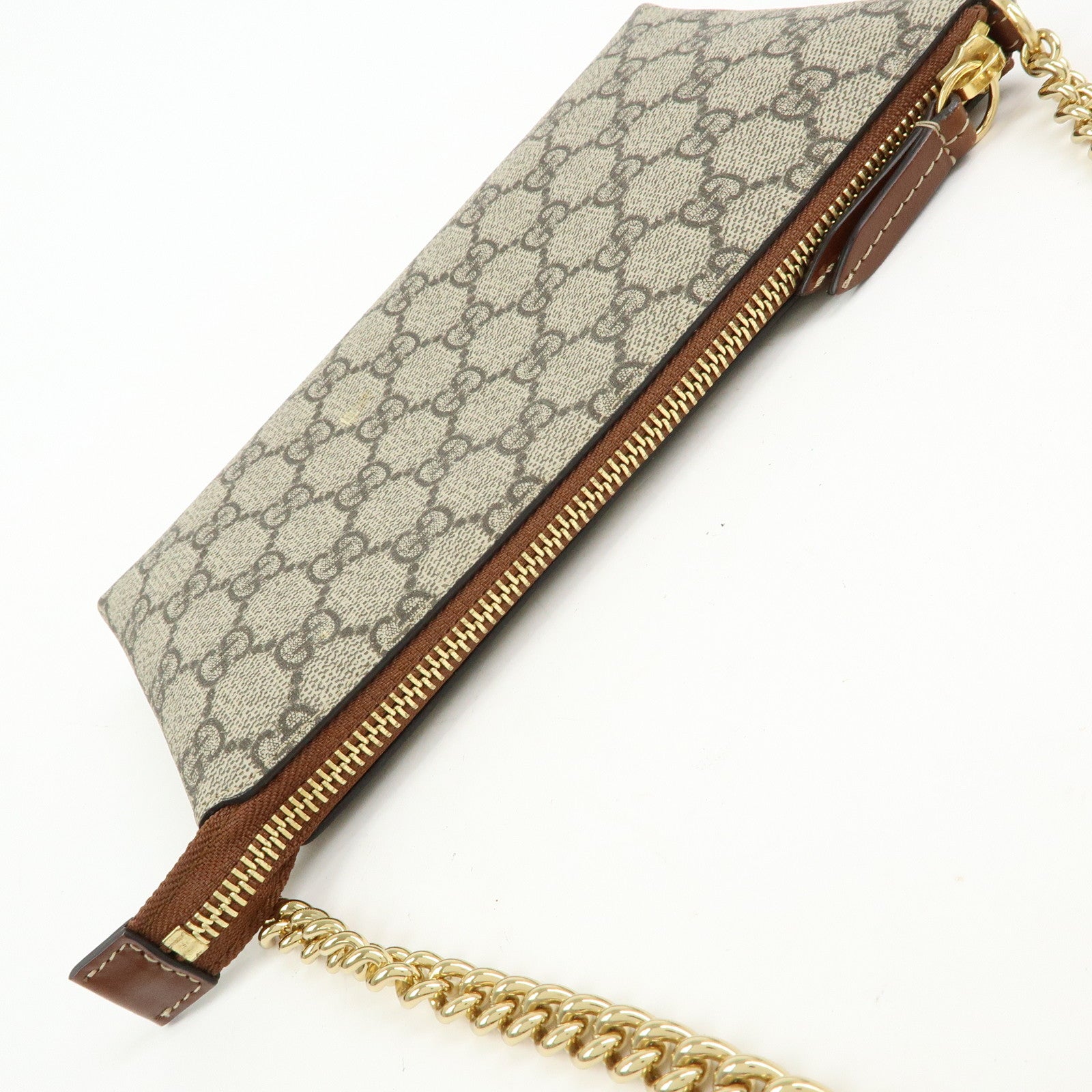 GUCCI Guccissima GG Supreme Leather Chain Shoulder Bag Beige 428449