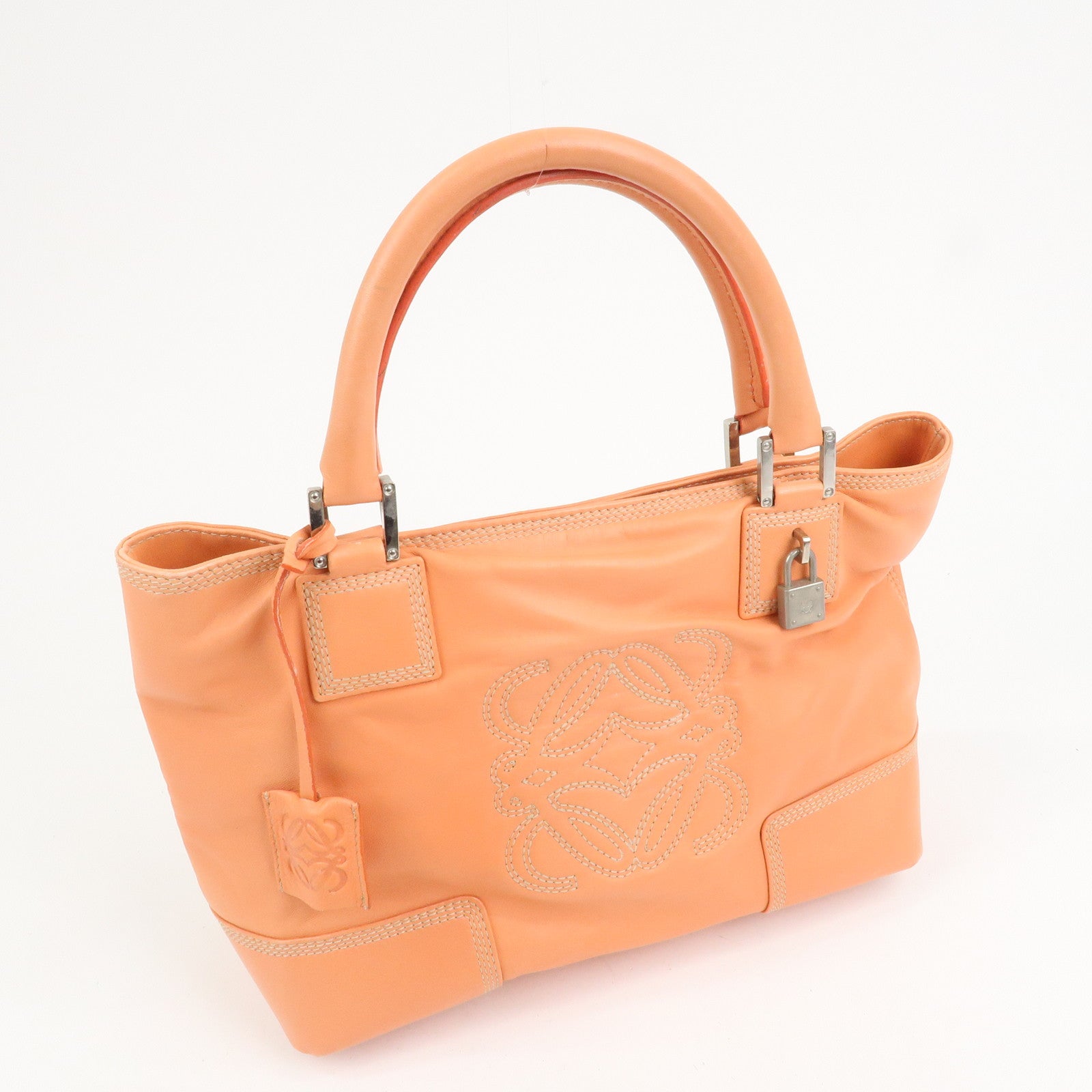 LOEWE Anagram Nappa Leather Hand Bag Tote Bag Pink