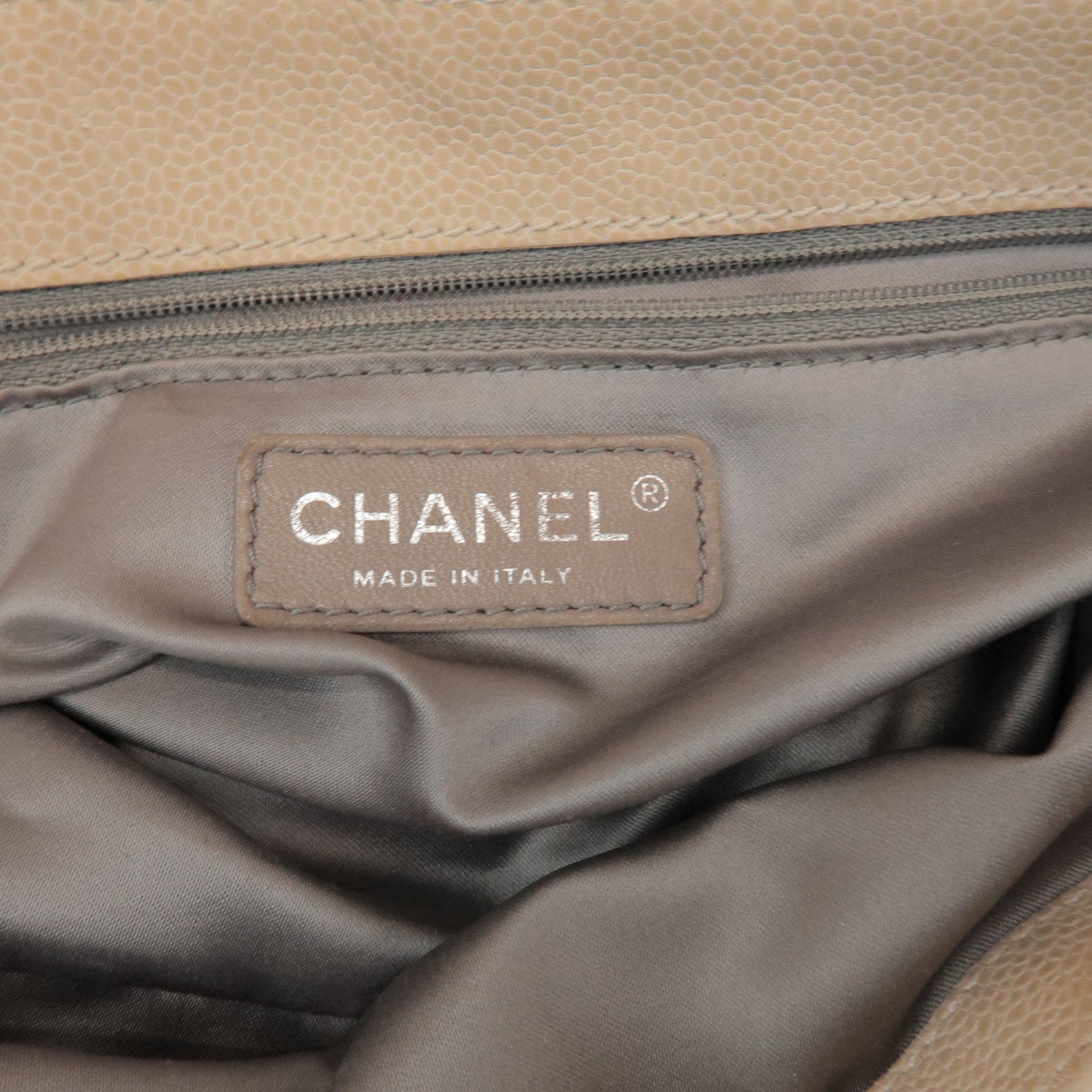 CHANEL COCO Mark Caviarskin Chain Shoulder Bag Hand Bag Beige