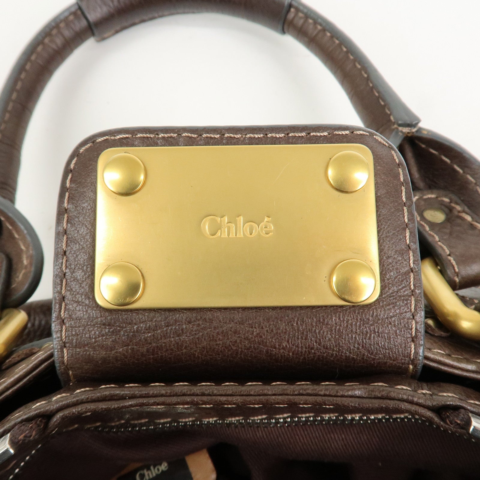 Chloe Paddington MINI Leather Hand Bag Shoulder Bag Brown
