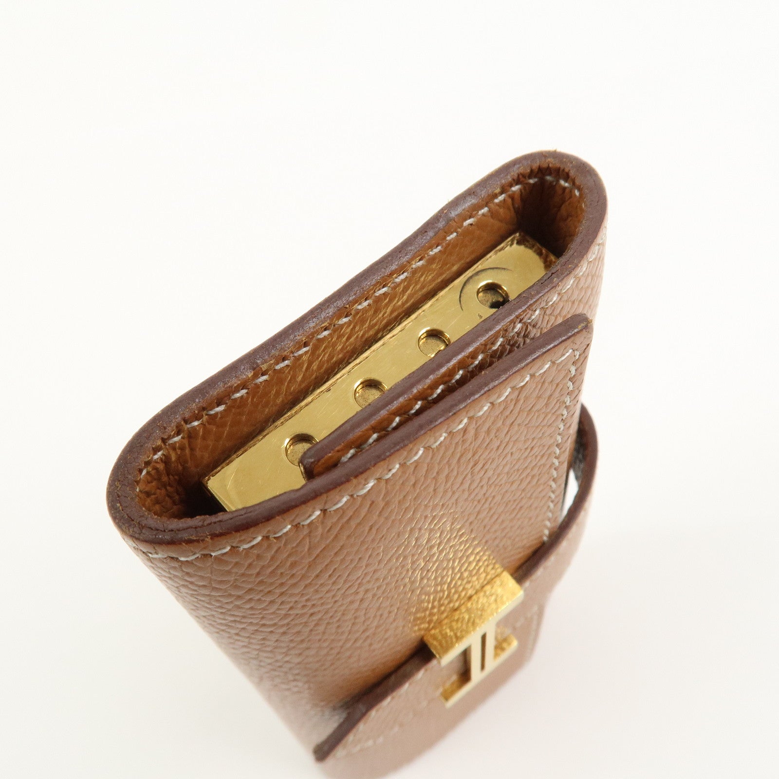 HERMES Logo Veau Epsom Leather Bearn Key Case Key Holder Z Stamped