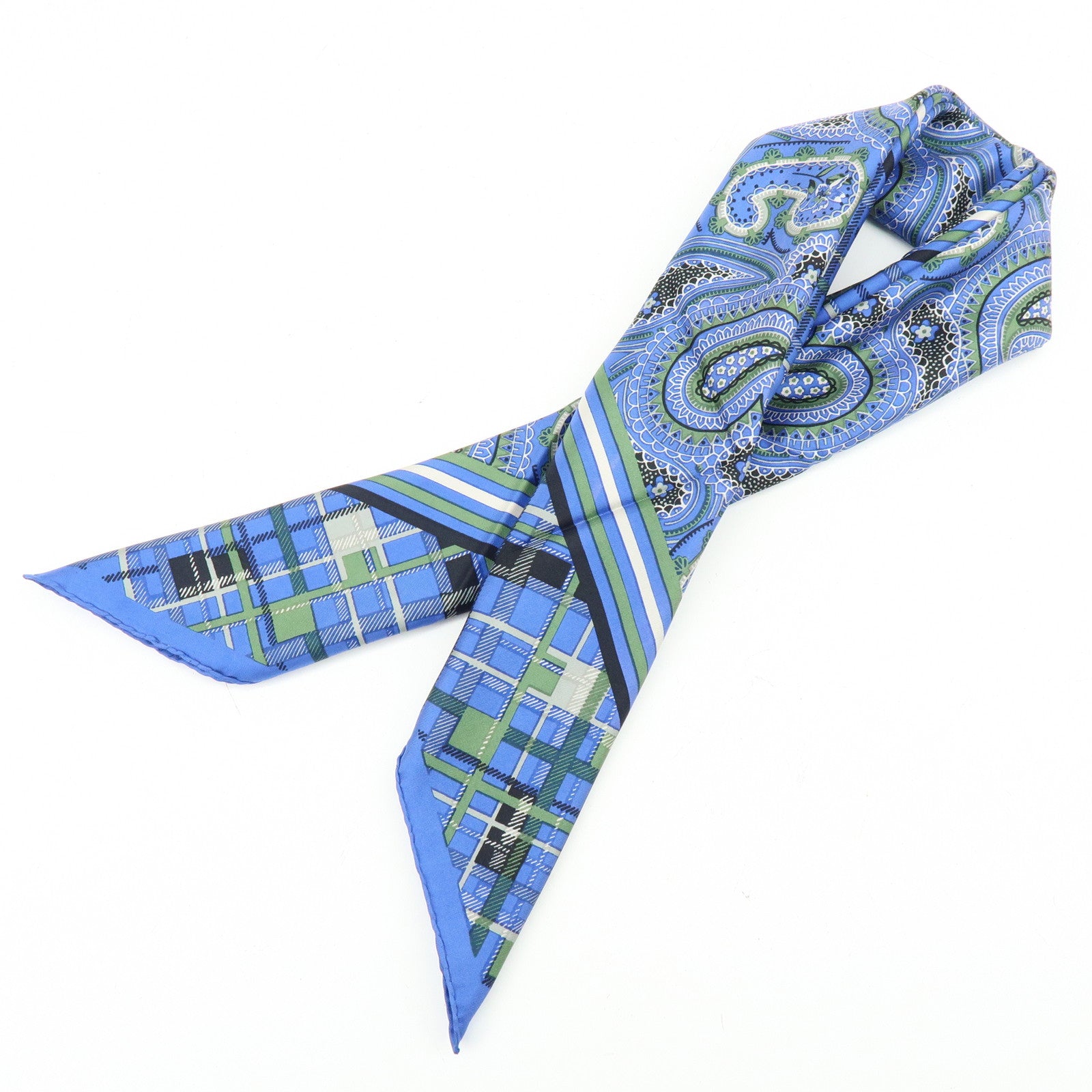 Christian Dior Silk 100% Scarf Paisley Blue Green