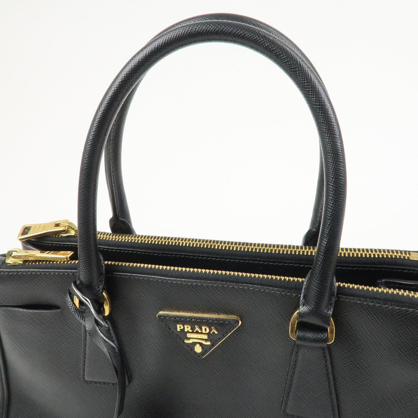 PRADA Triangle Logo Saffiano Leather 2Way Shoulder Bag Black BN2863