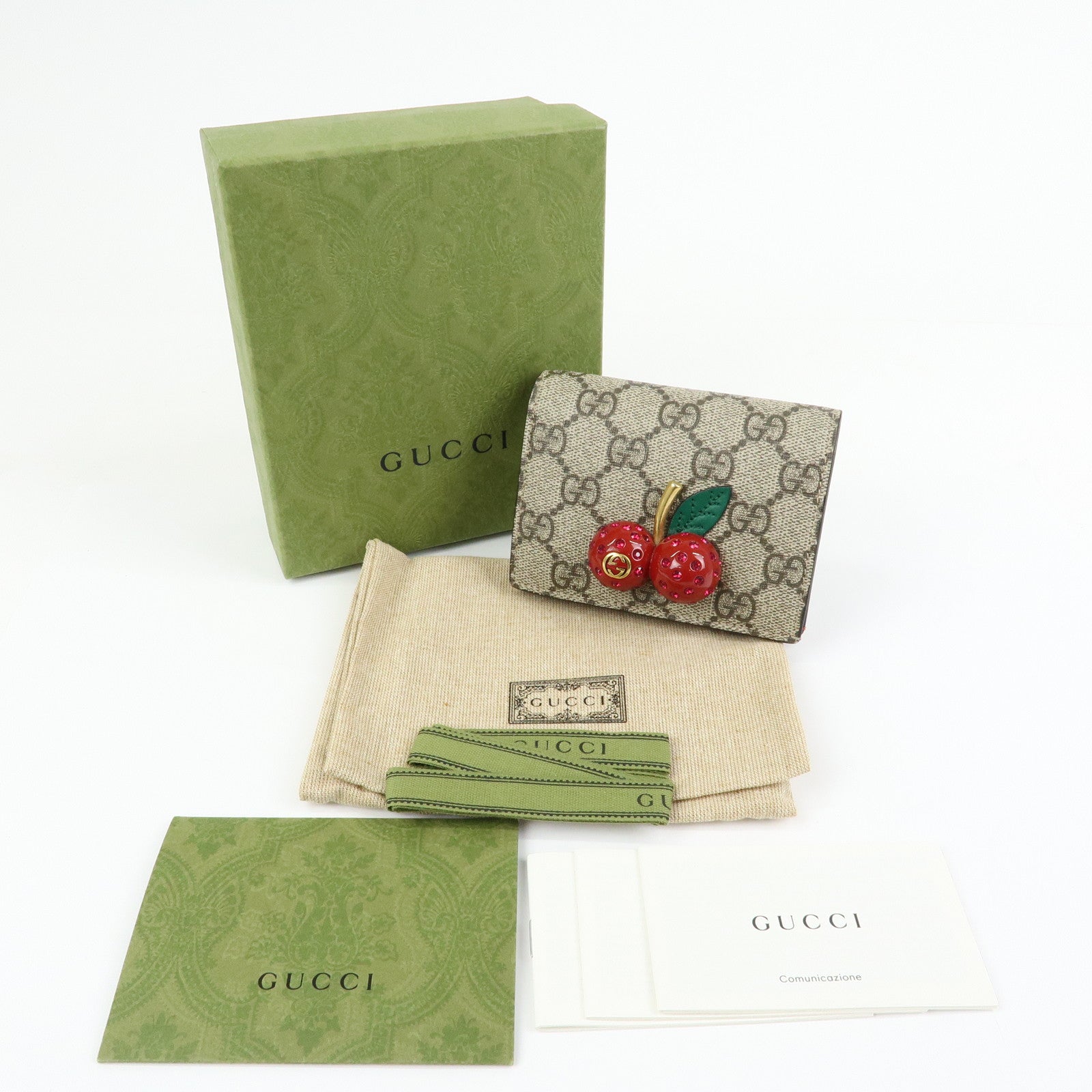 GUCCI Interlocking G GG Supereme Cherry Compact Wallet 476050