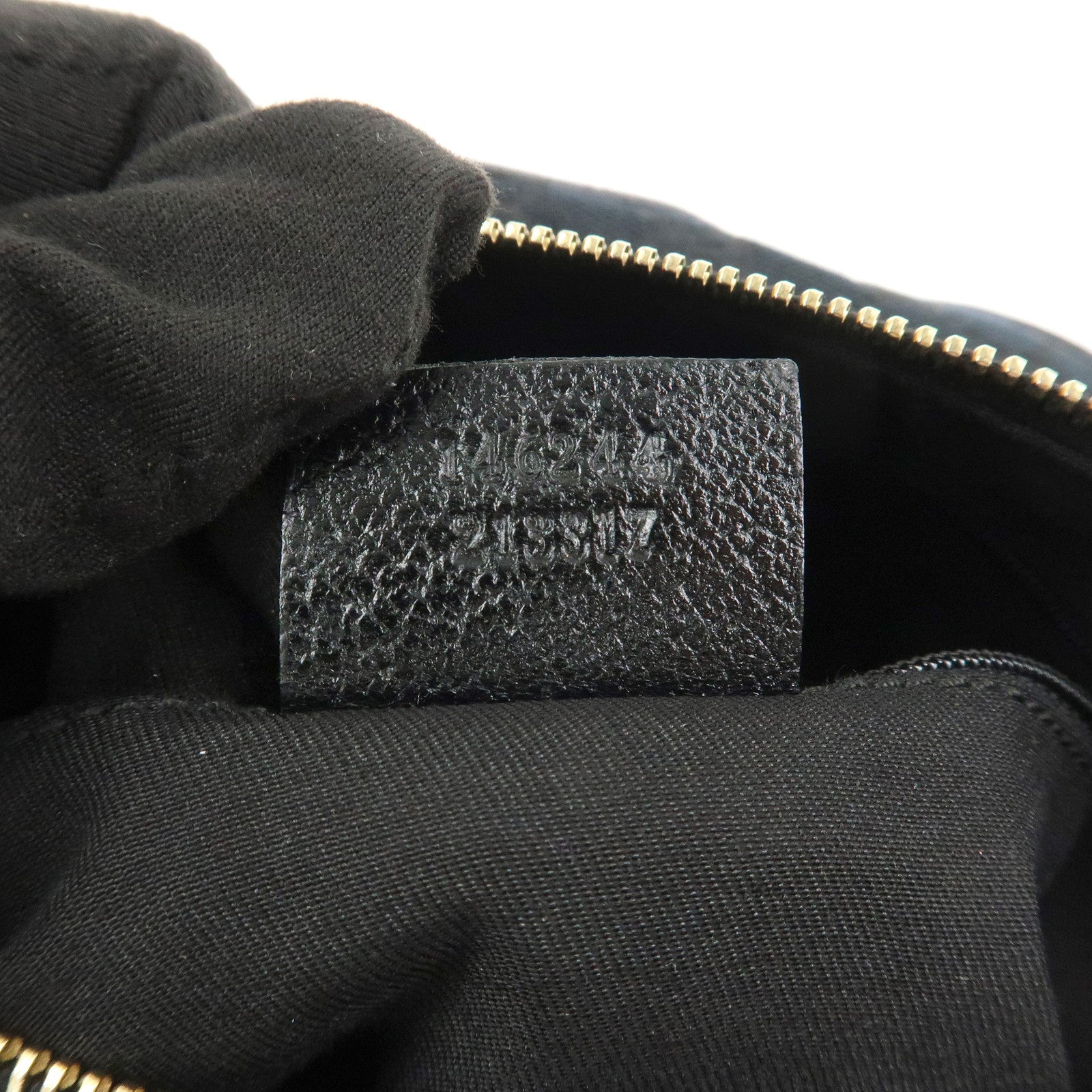 GUCCI GG Canvas Leather Shoulder Bag Hand Bag Black 146244