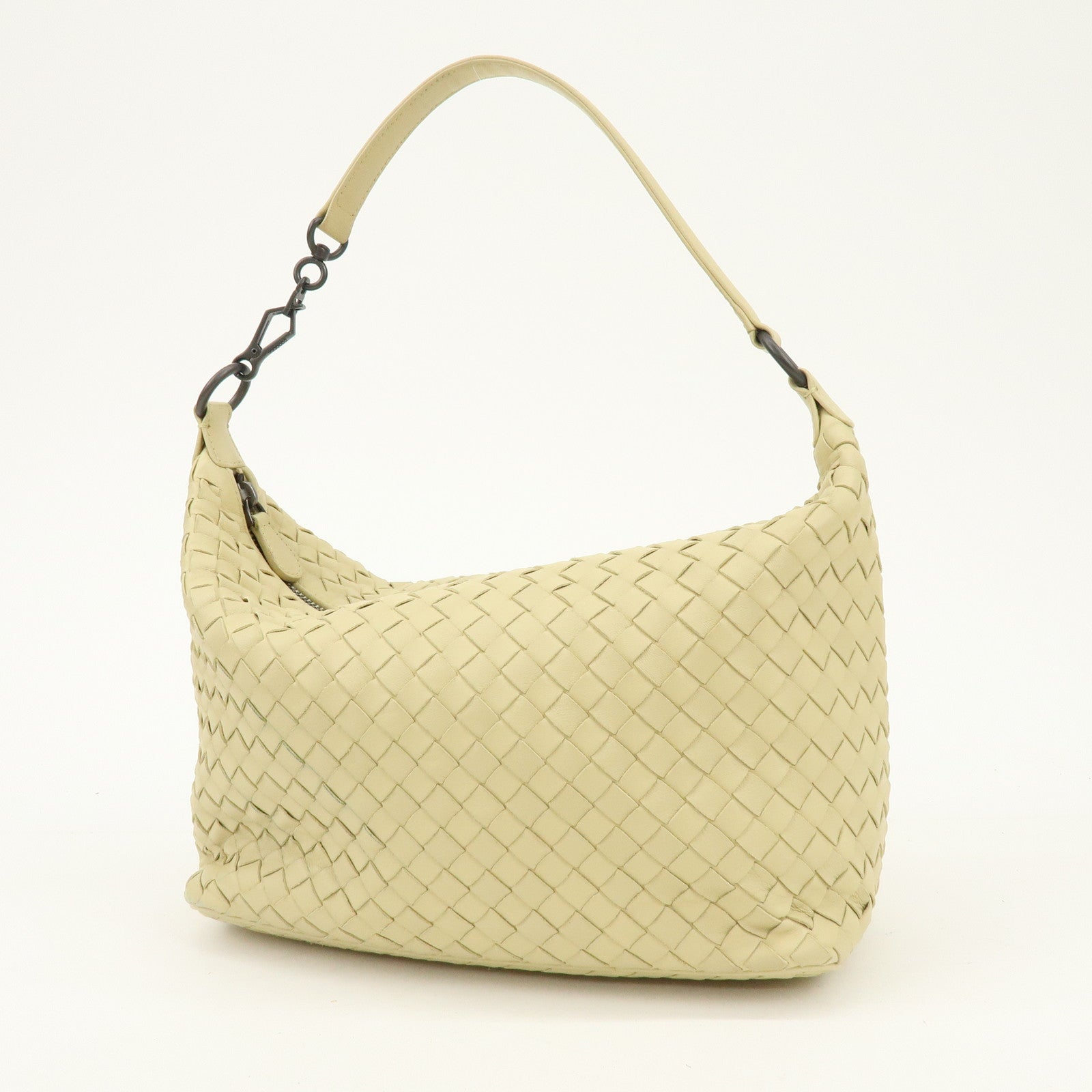 BOTTEGA VENETA Hobo Intrecciato Leather Shoulder Bag Beige 239988