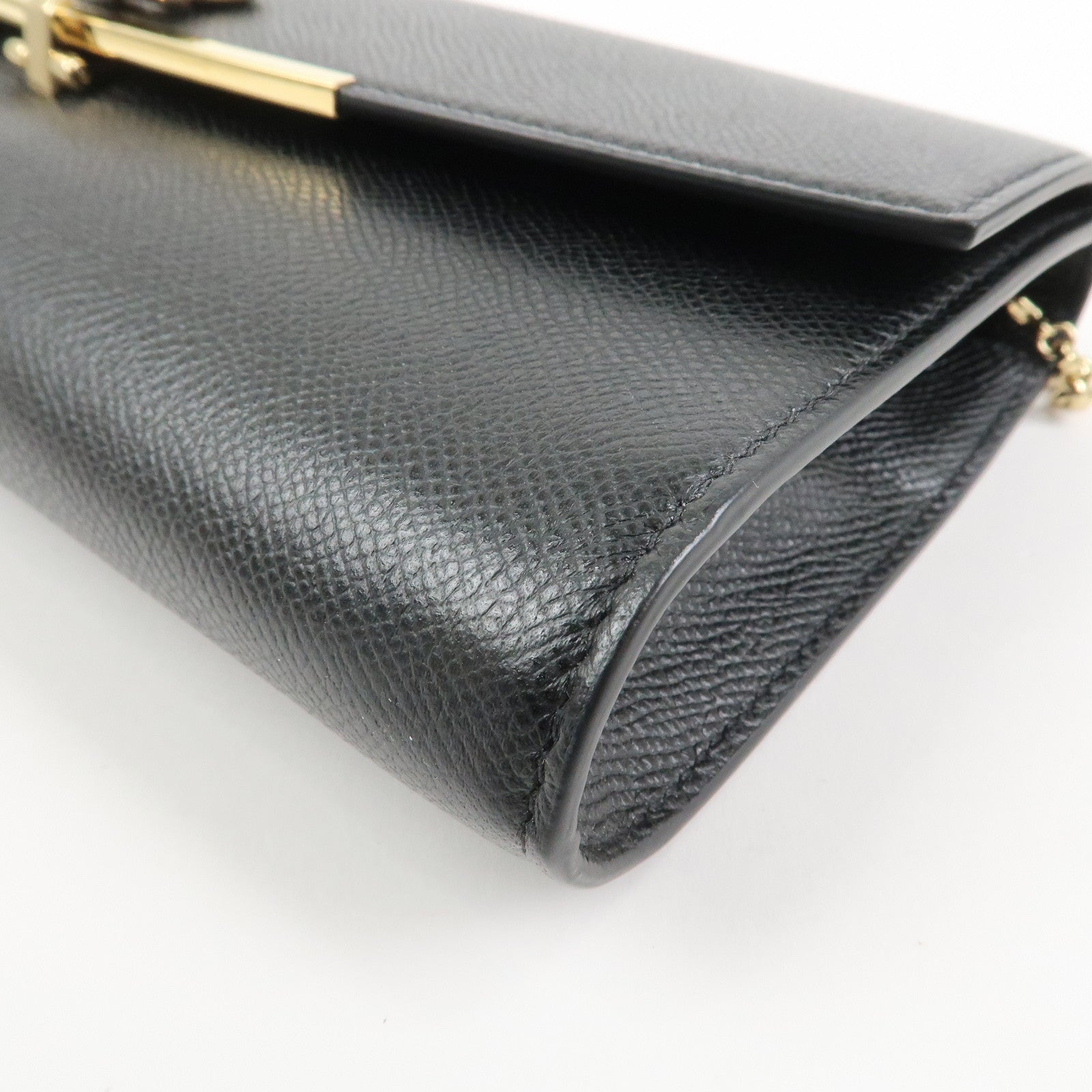 Ferragamo Gancini Leather Chain Shoulder Bag Black