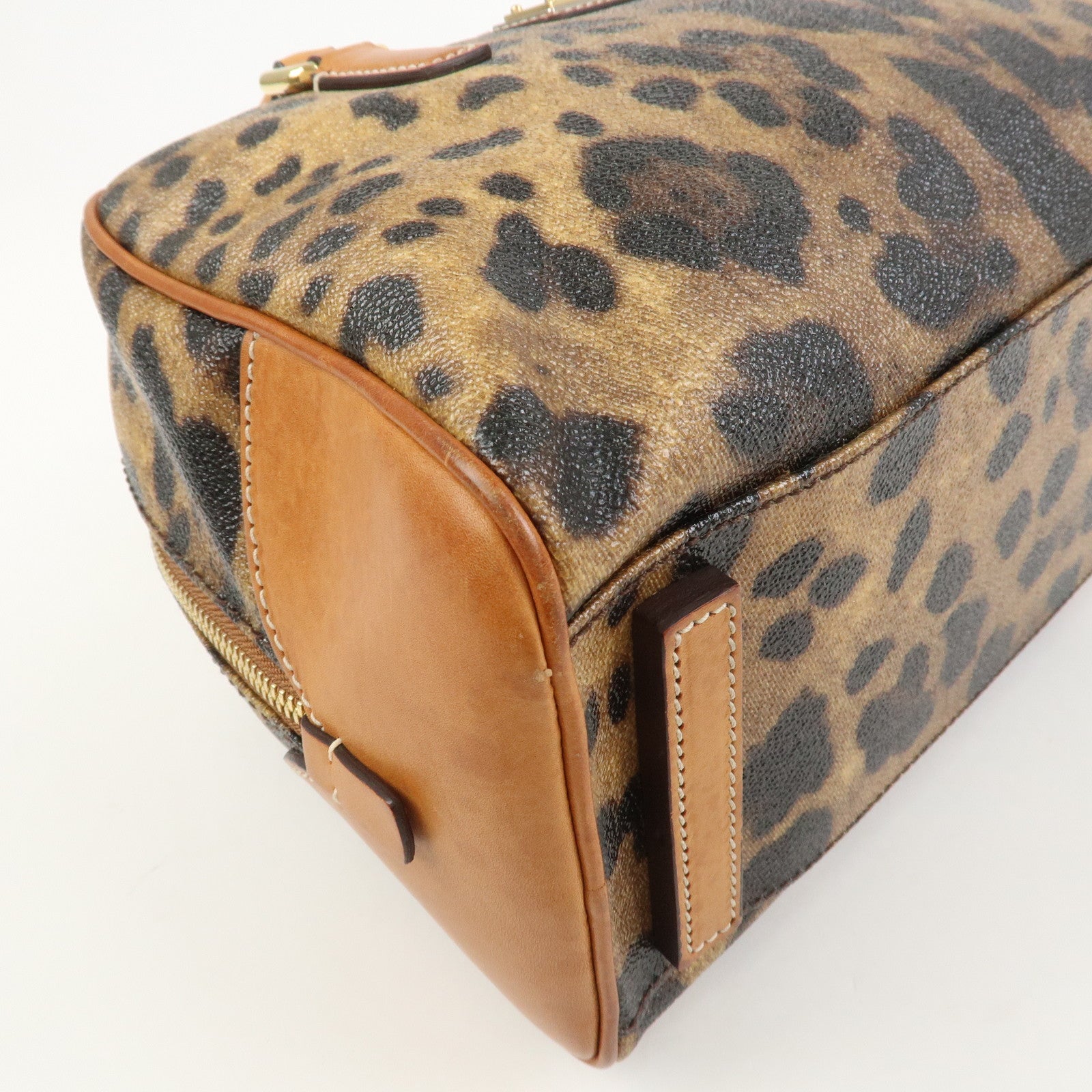 Dolce&Gabbana Leather Shoulder Bag Hand Bag Leopard Brown