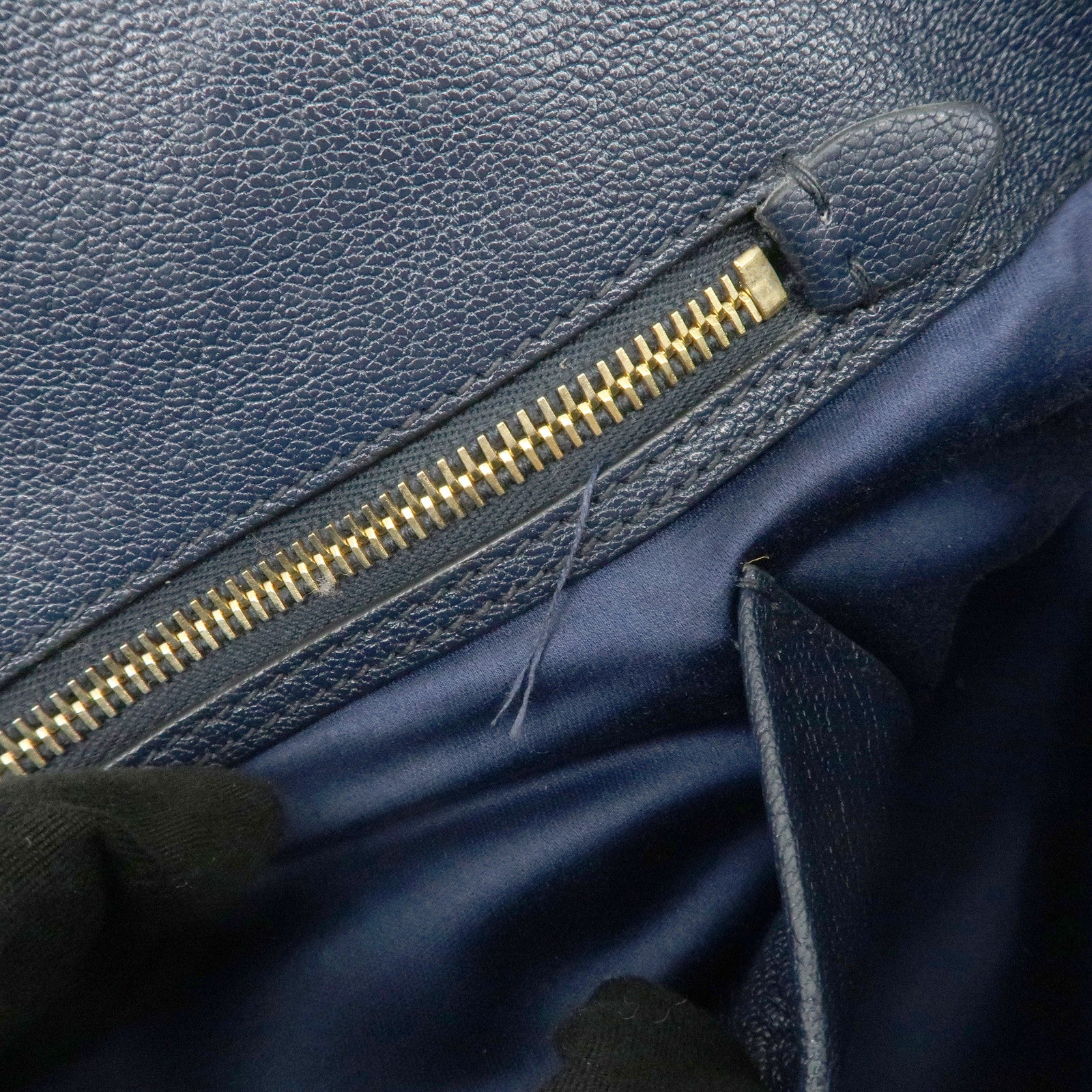 MIU MIU Madras Leather 2WAY Bag Hand Bag Shoulder Bag Navy RN1016