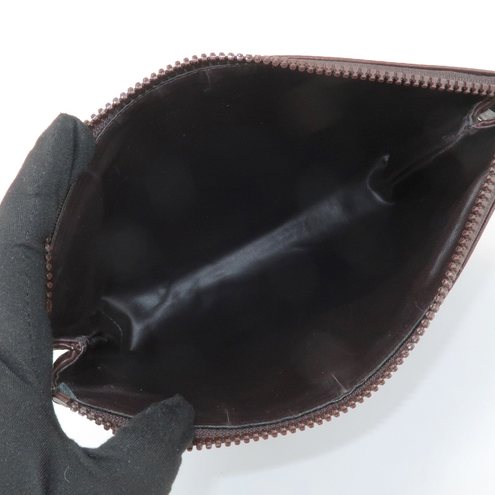 CELINE C Macadam Canvas Leather Pouch Brown