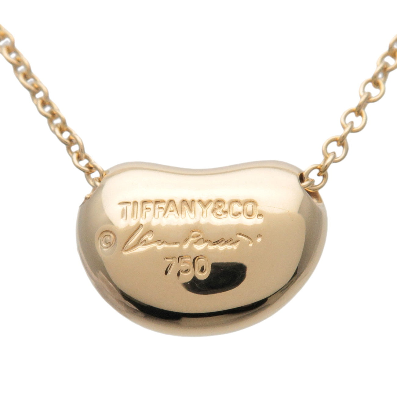 Tiffany & Co Bean Necklace Small K18YG 750YG Yellow Gold
