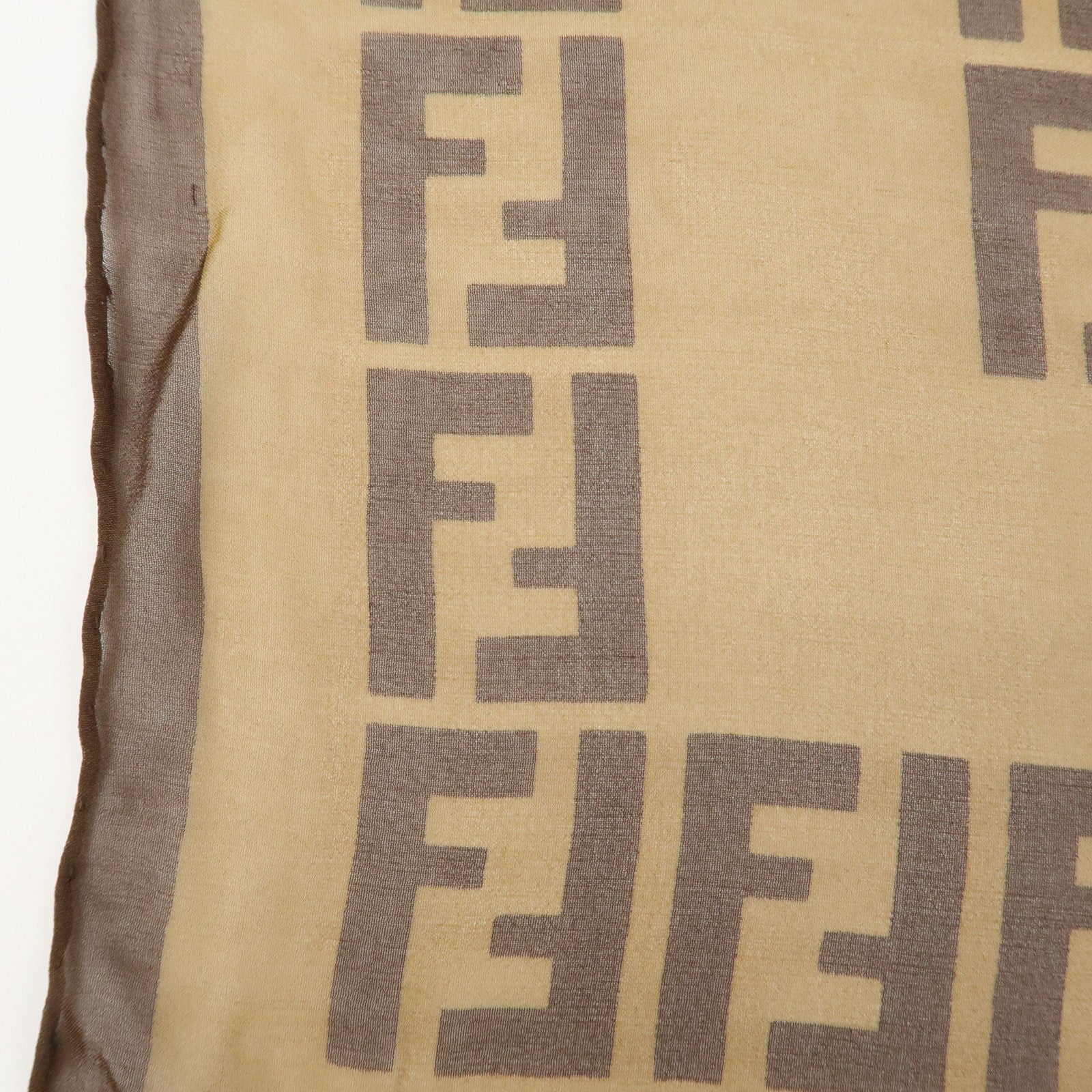 FENDI Zucca Logo Silk 100% Scarf Brown