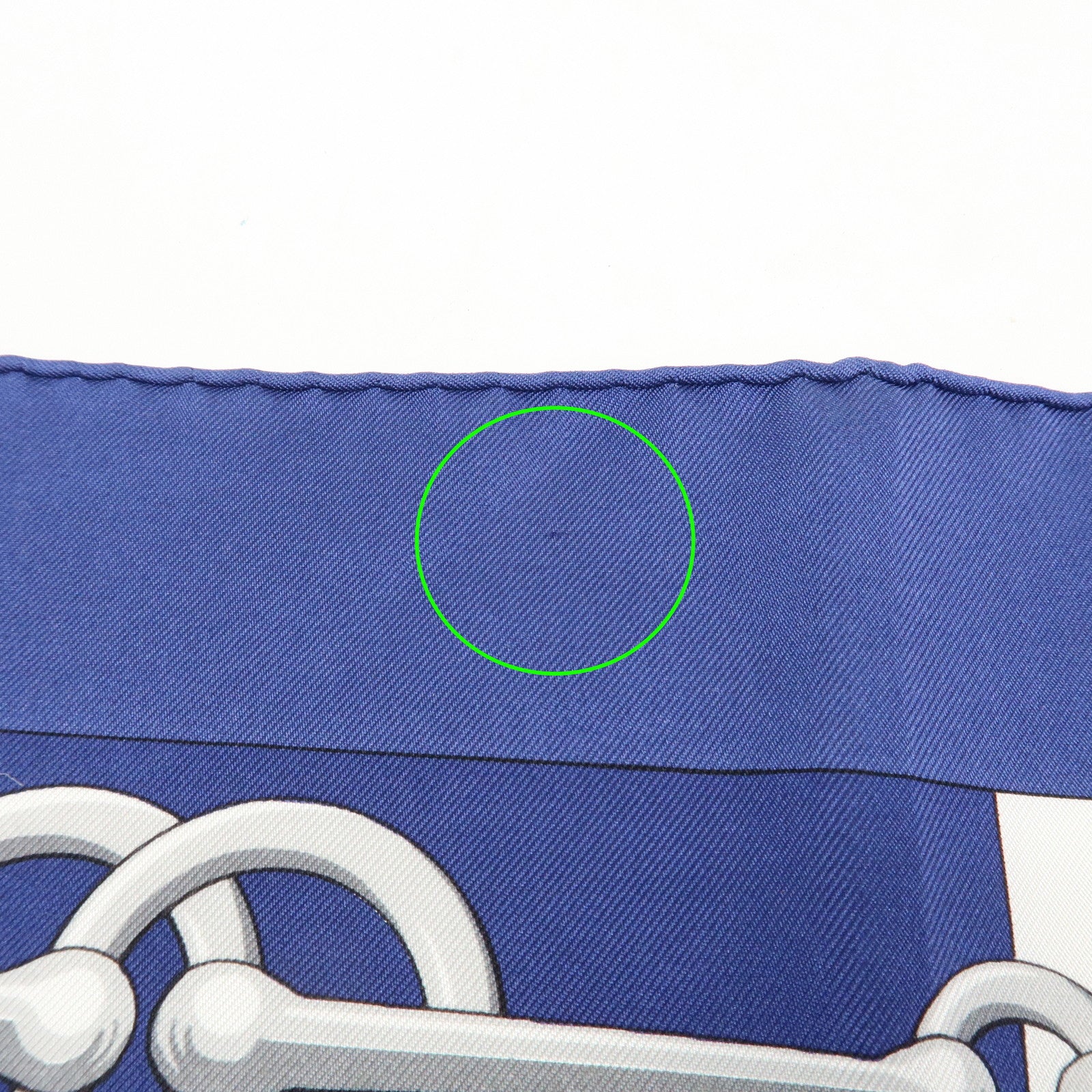 HERMES Carre 90 Silk 100% Scarf Cliquetis Gold Navy White Used