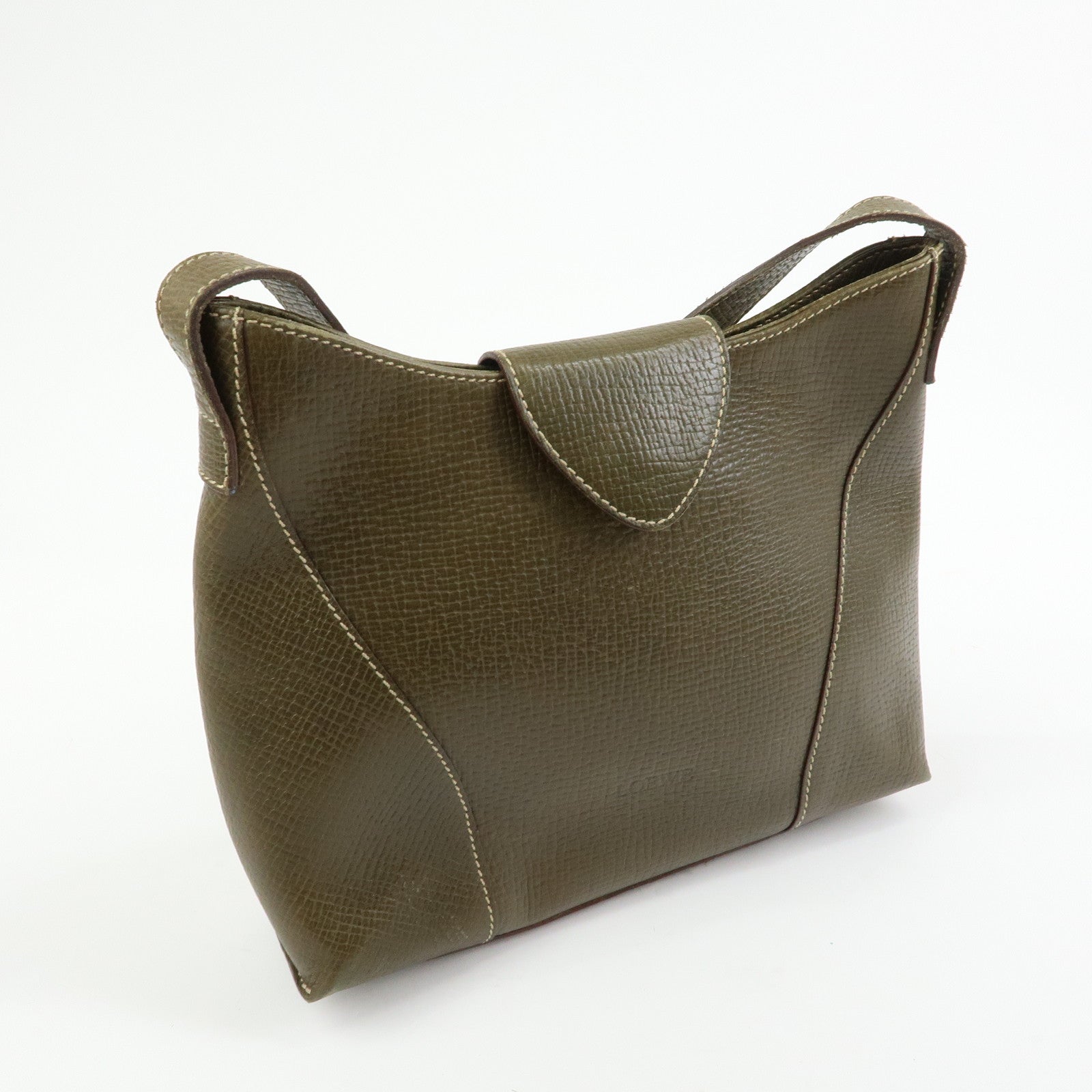 LOEWE Logo Leather Shoulder Bag Crossbody Bag Khaki Green
