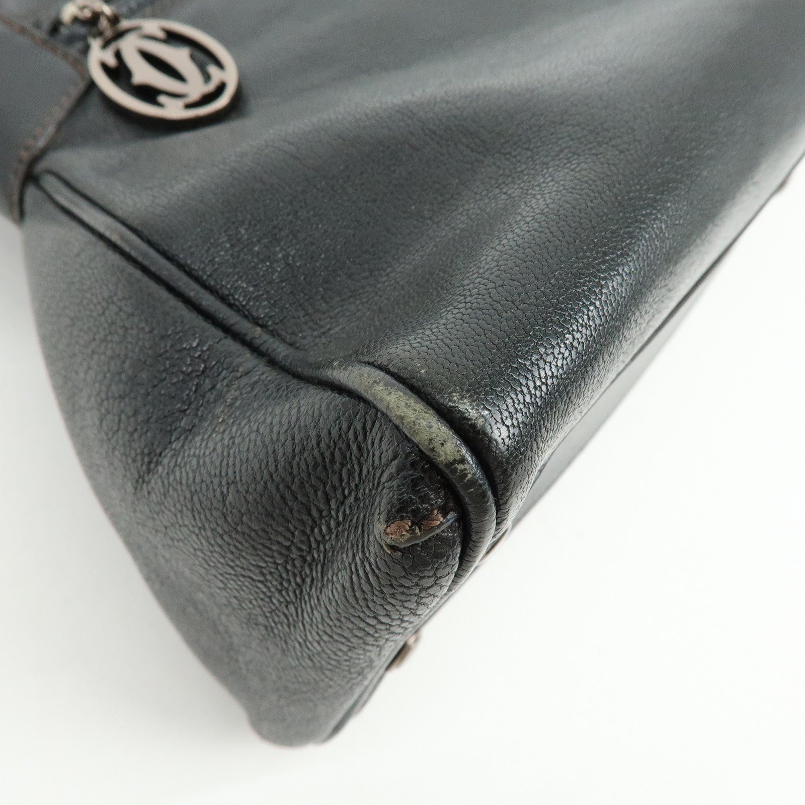 Cartier Marcello de Cartier Leather Hand Bag Tote Bag Black