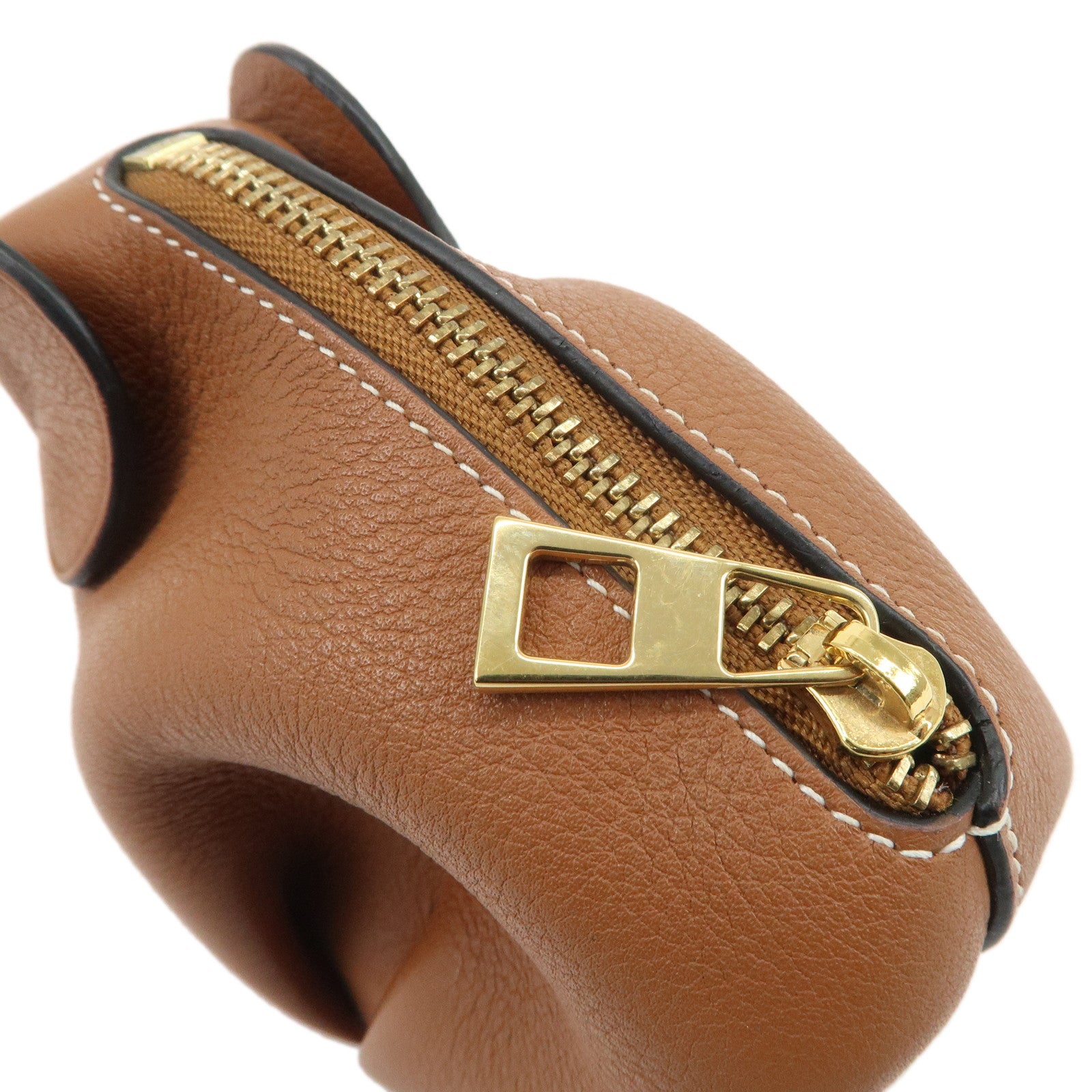 LOEWE Calf Leather Elephant Coin Case Coin Purse Brown