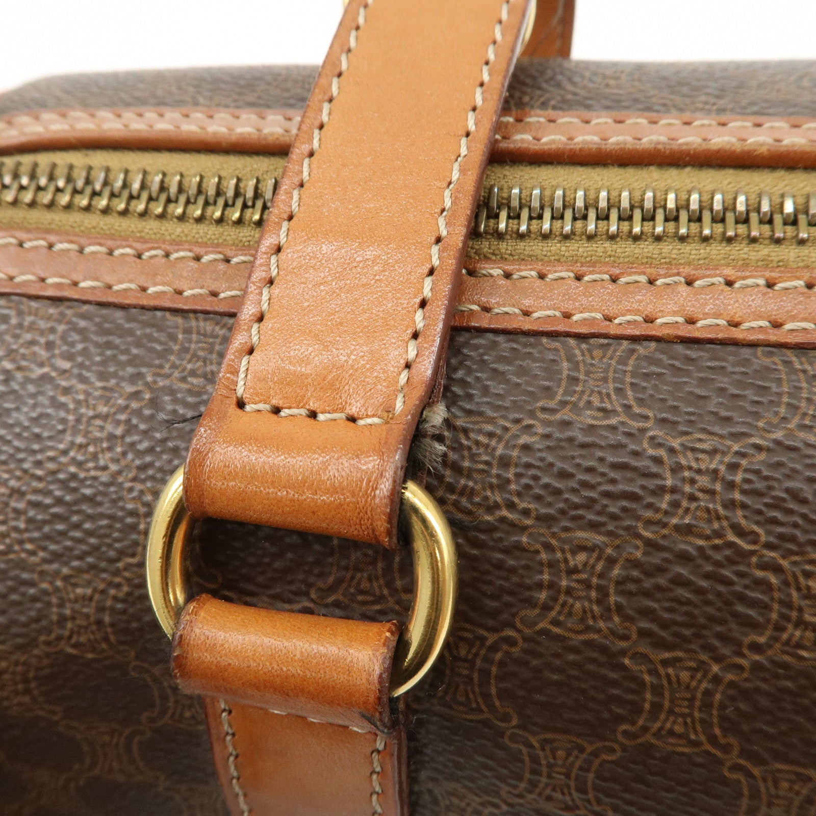 CELINE Macadam PVC Leather Hand Bag Shoulder Bag Brown