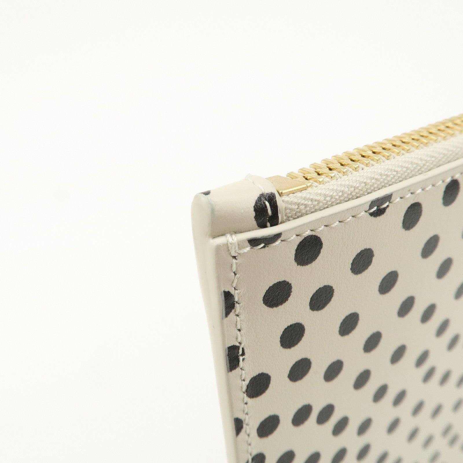 SAINT LAURENT PARIS Leather Clutch Bag Second Bag Dots Ivory Used