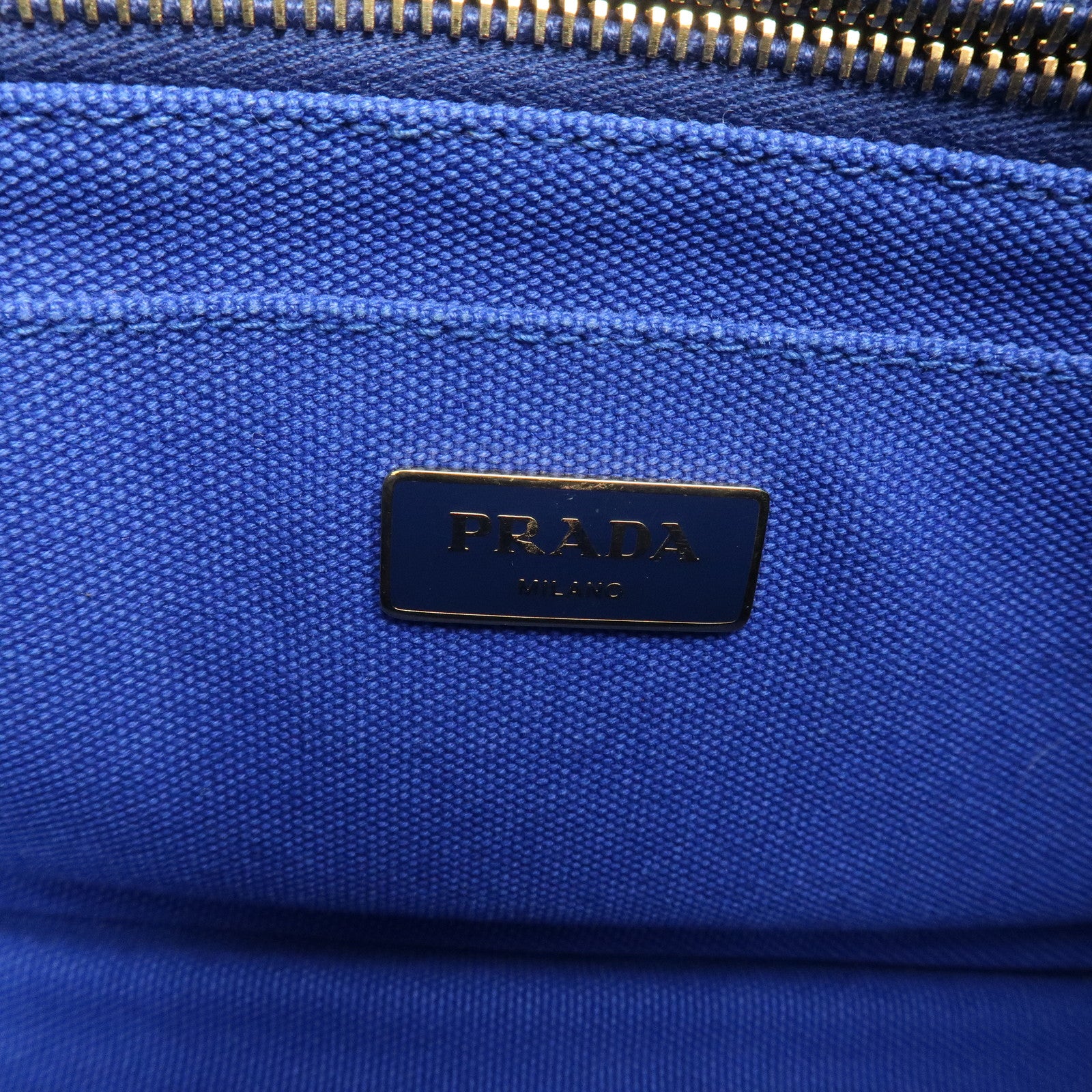 PRADA Logo Canapa Mini Canvas 2Way Tote Shoulder Bag Blue BN2439 Used
