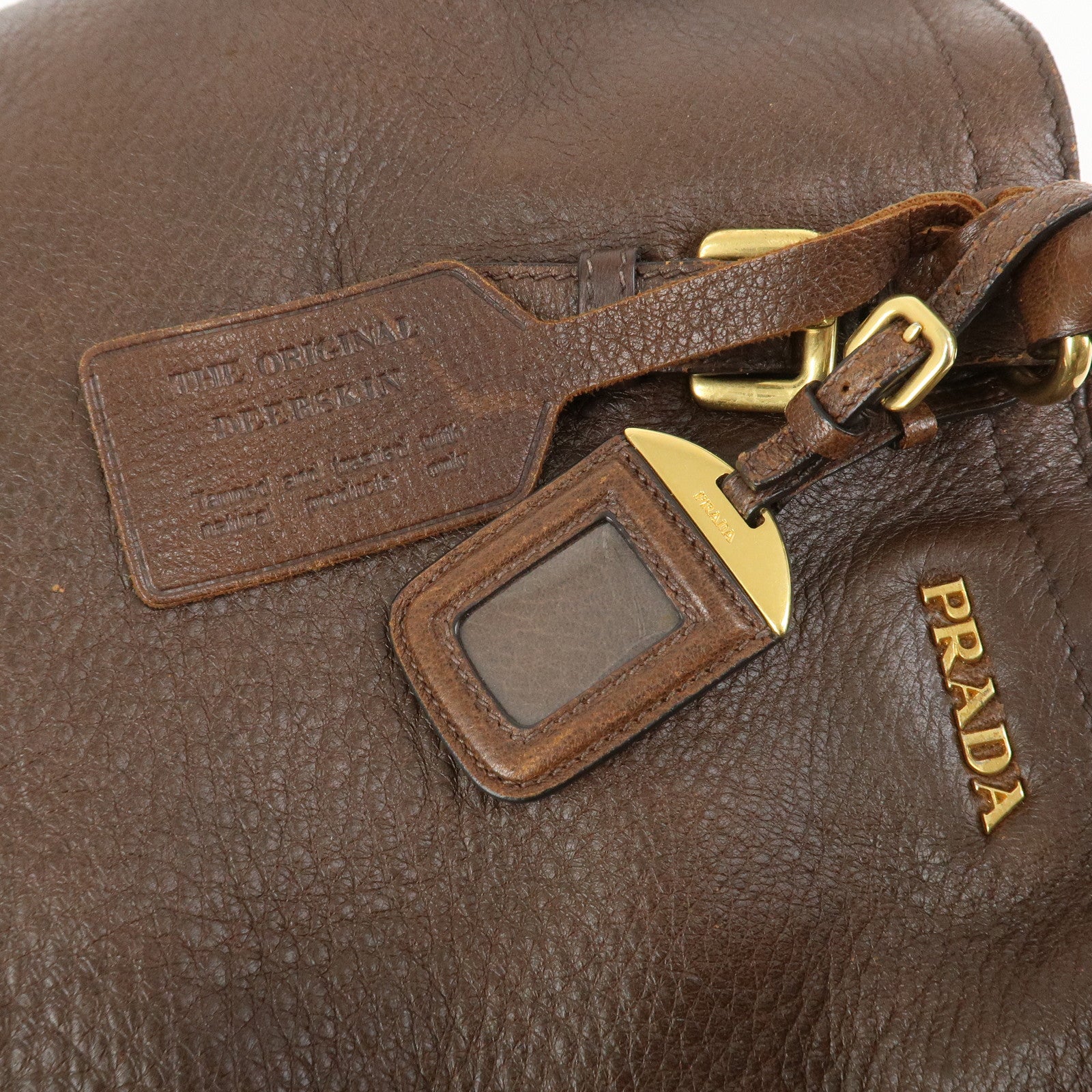 PRADA Leather 2Way Bag Hand Bag Shoulder Bag Crosbody Bag Brown
