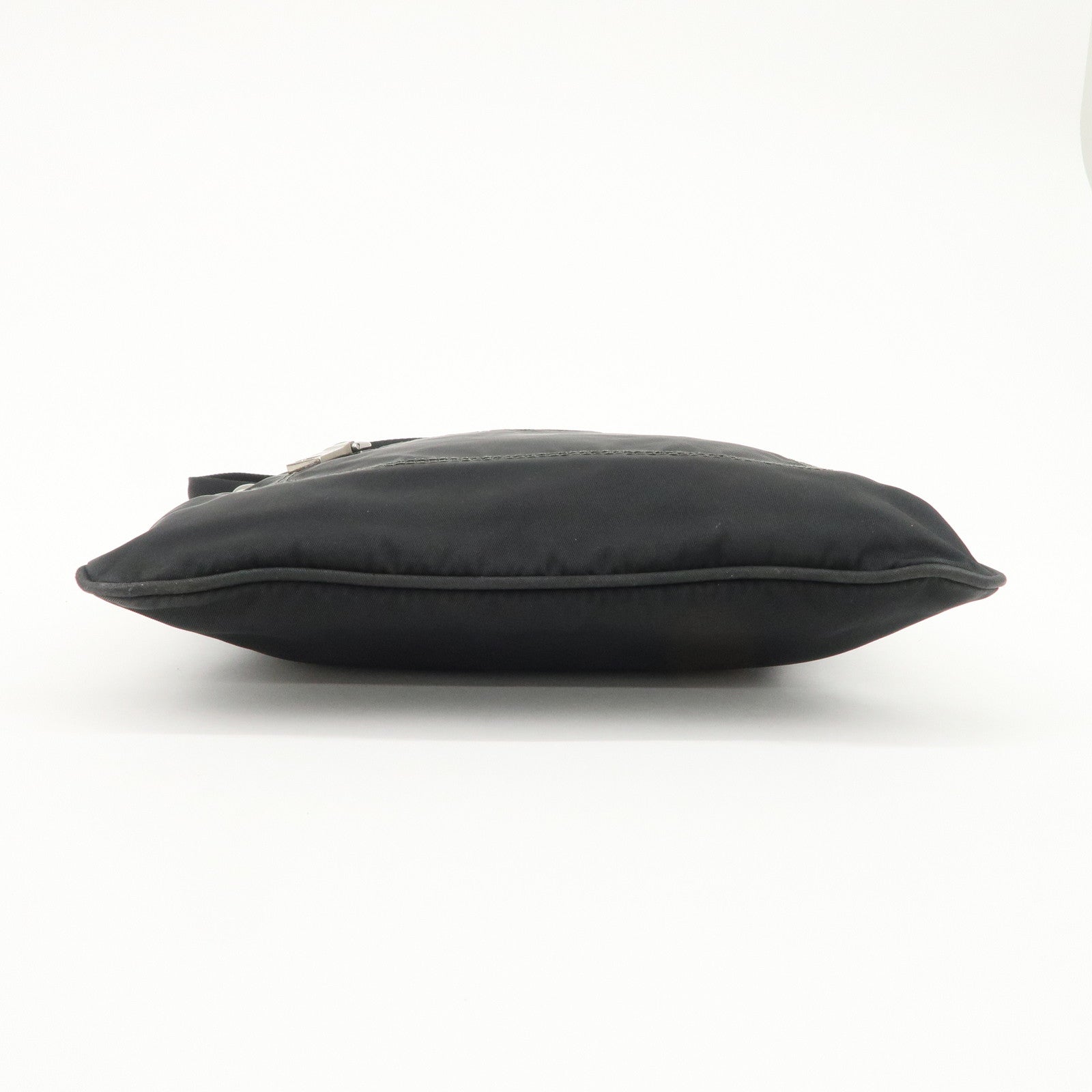 PRADA Triangle Logo Nylon Patent Leather Shoulder Bag Black Used