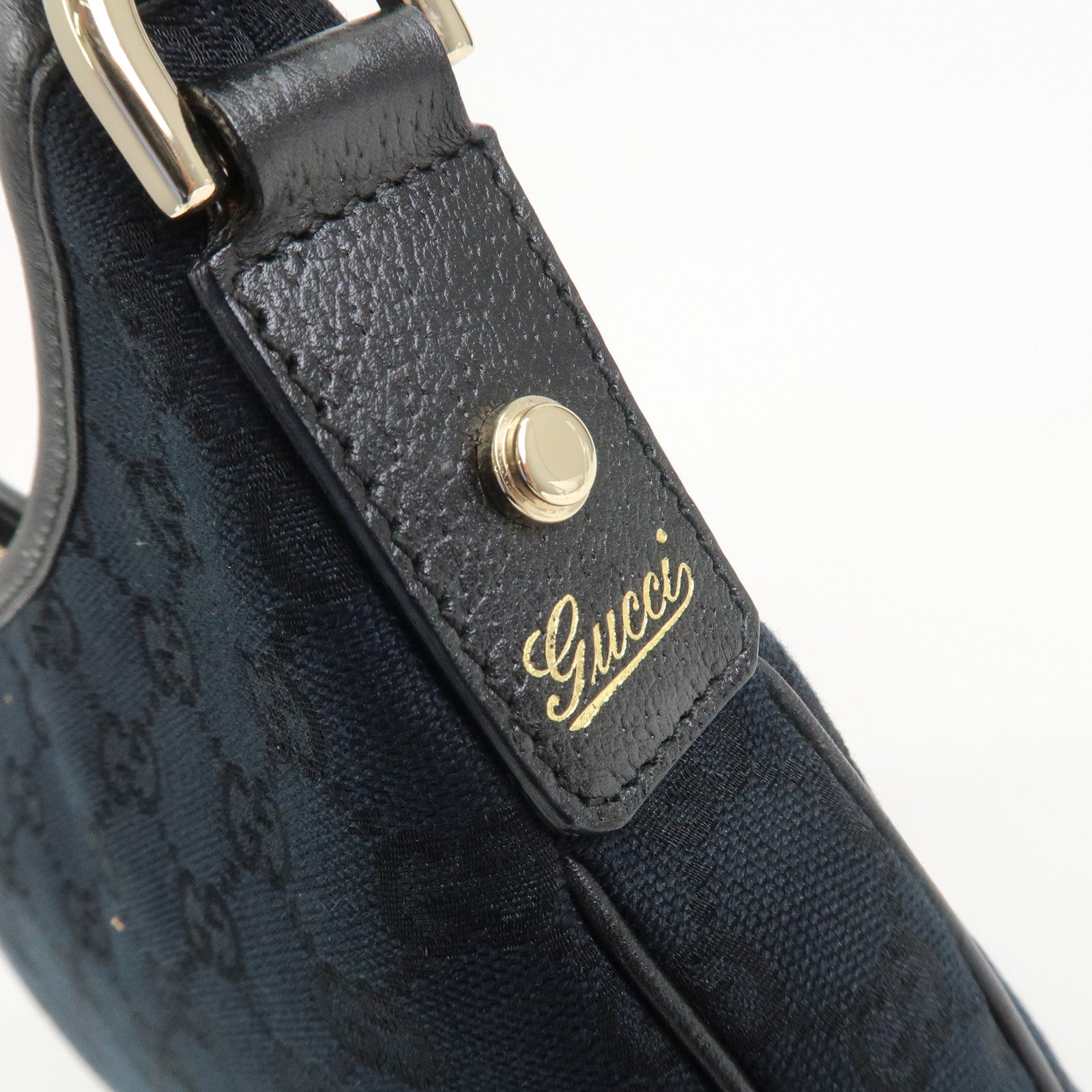 GUCCI Abbey GG Canvas Leather Shoulder Bag Black 130738