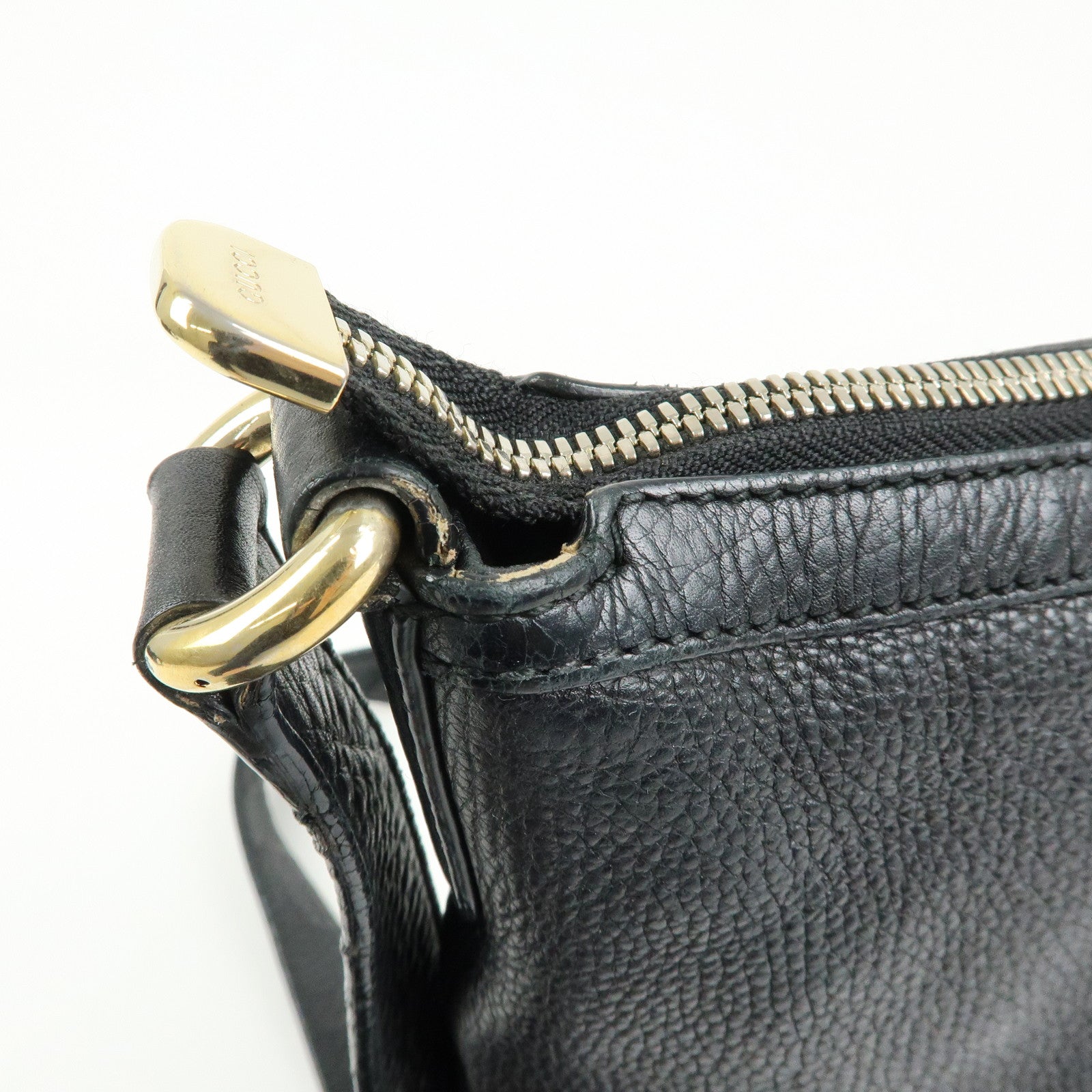 GUCCI SOHO Interlocking G Leather Shoulder Bag Tassel Black 308361