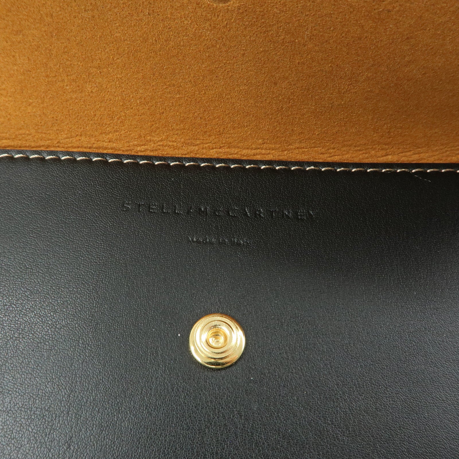 STELLA MCCARTNEY Leather Canvas Tote Bag Shoulder Bag Ecru Black