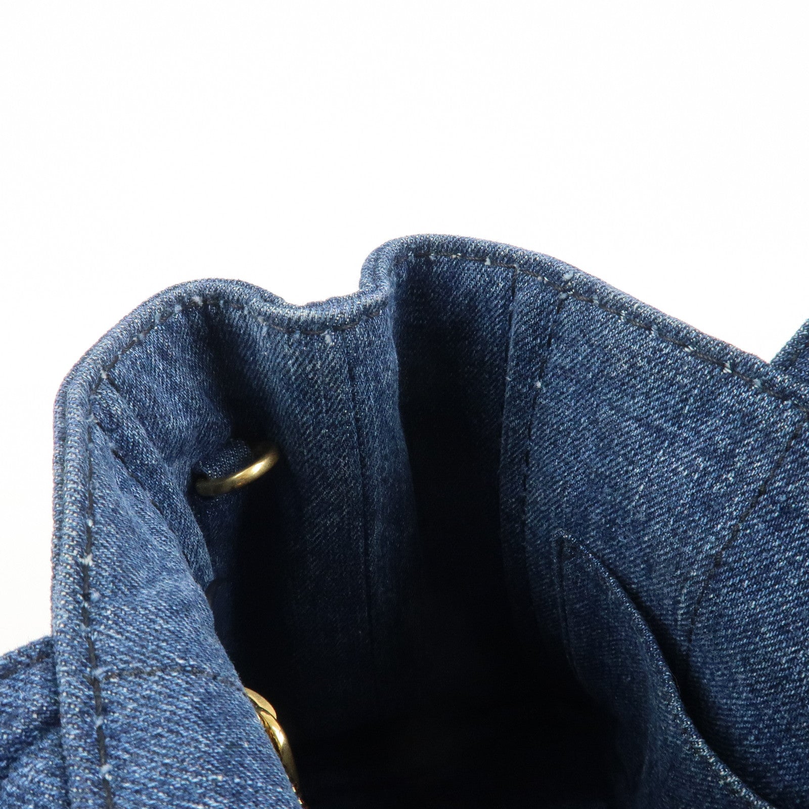 PRADA Canapa Mini Canvas Denim 2Way Shoulder Hand Bag Navy B2439G Used