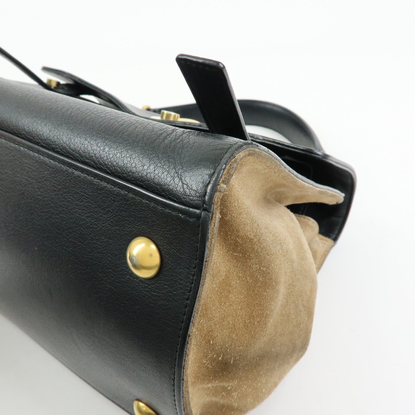 SAINT LAURENT PARIS Muse Two Canvas Leather 2Way Bag Black 313499