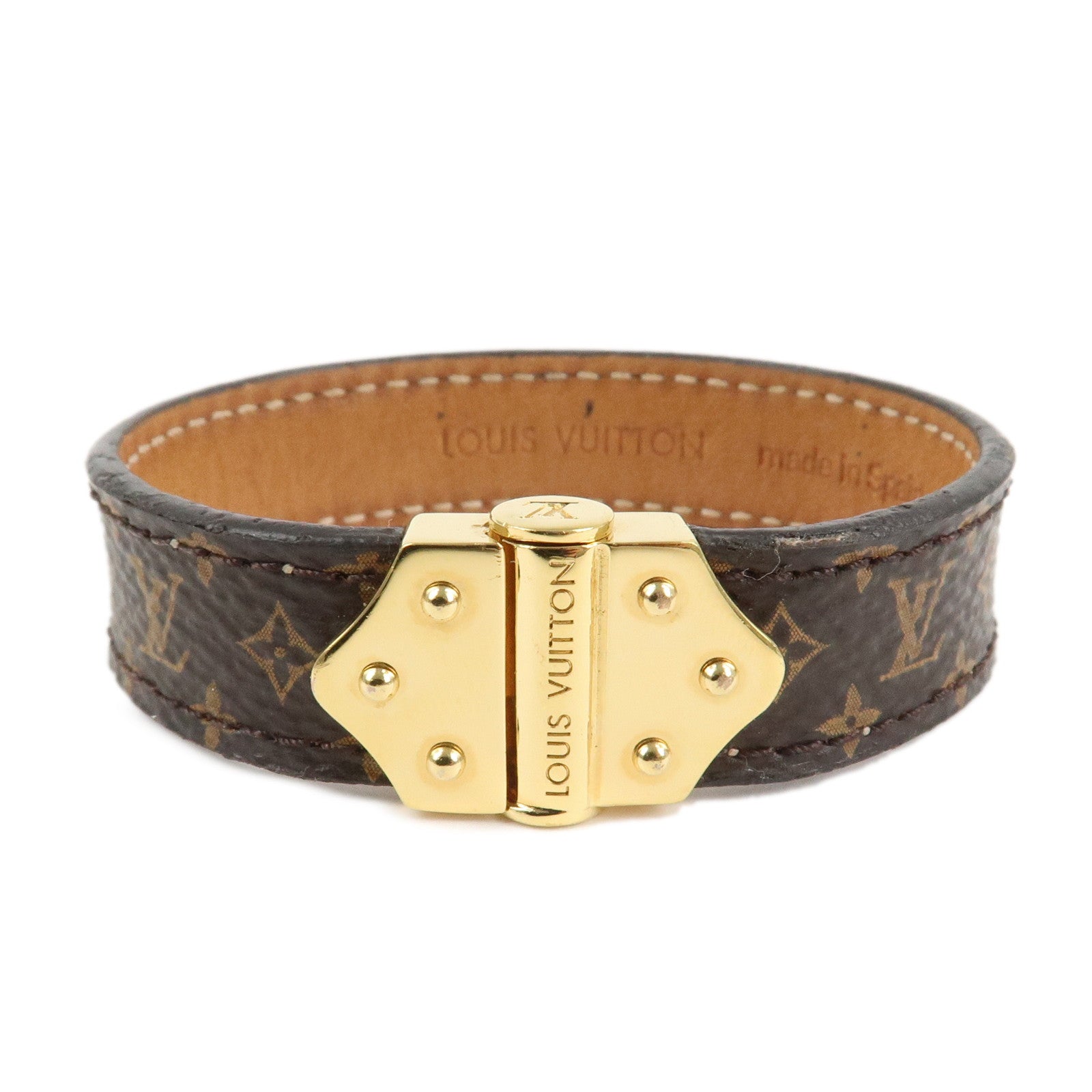 Louis Vuitton Monogram Bracelet Spirit Bangle Gold HDW M6689 Used