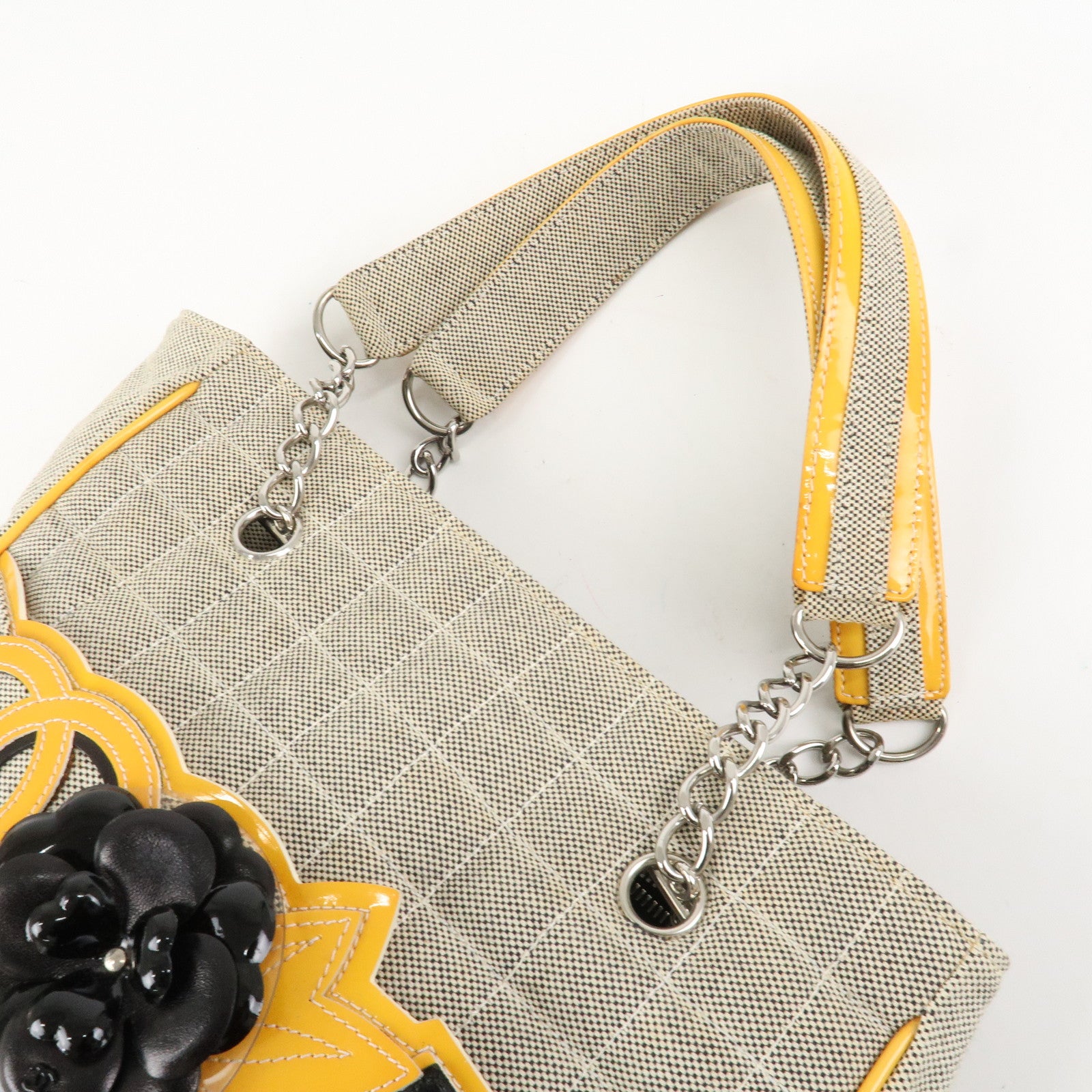 CHANEL Camelia No.5 Chocolate Bar Chain Shoulder Bag A31573 Used