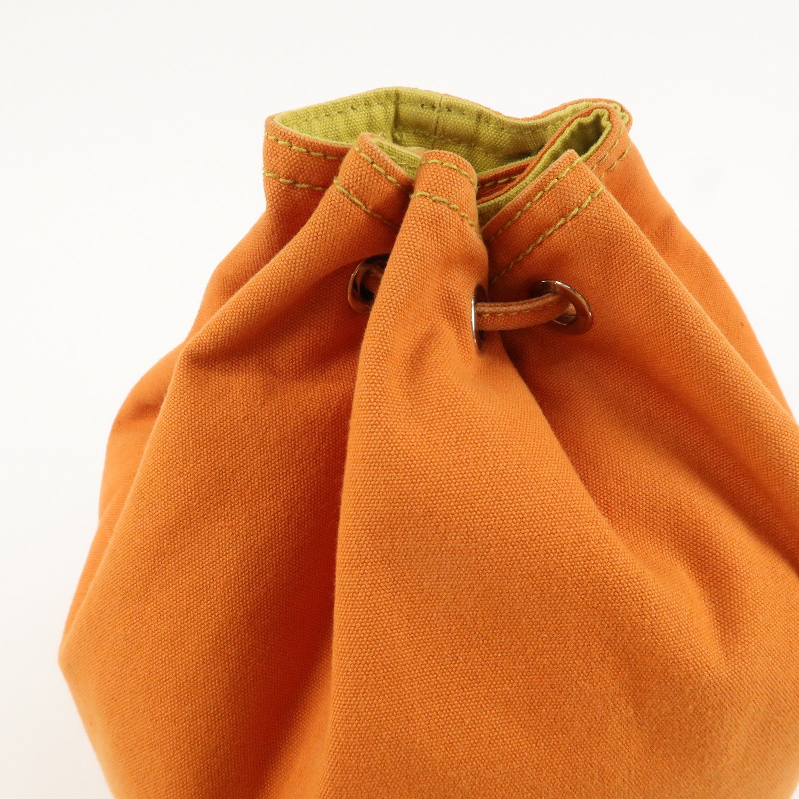 HERMES Leather Canvas Leather Porochon Mimil PM Shoulder Bag Orange Used