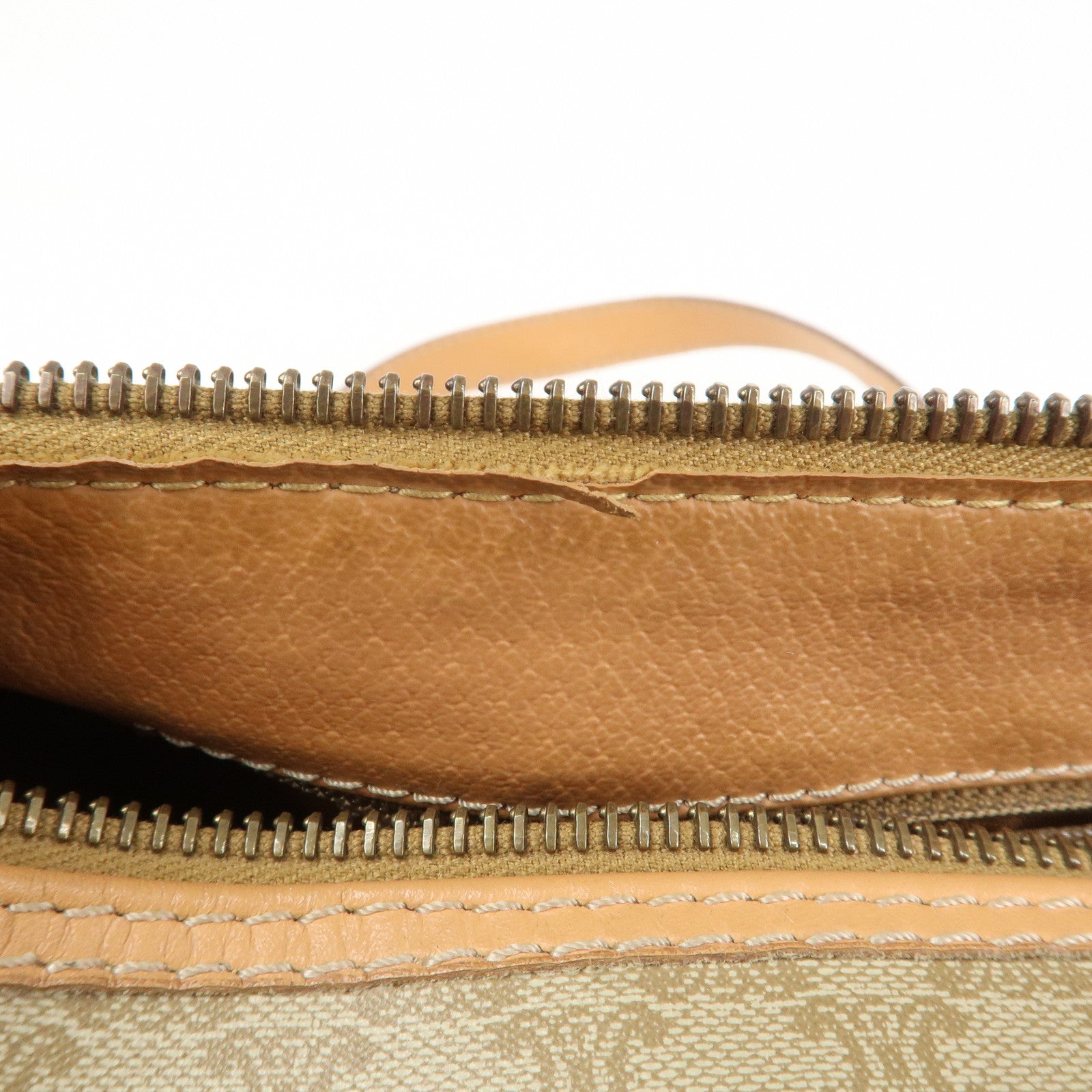 CELINE Macadam PVC Leather Shoulder Bag Hand Bag Beige